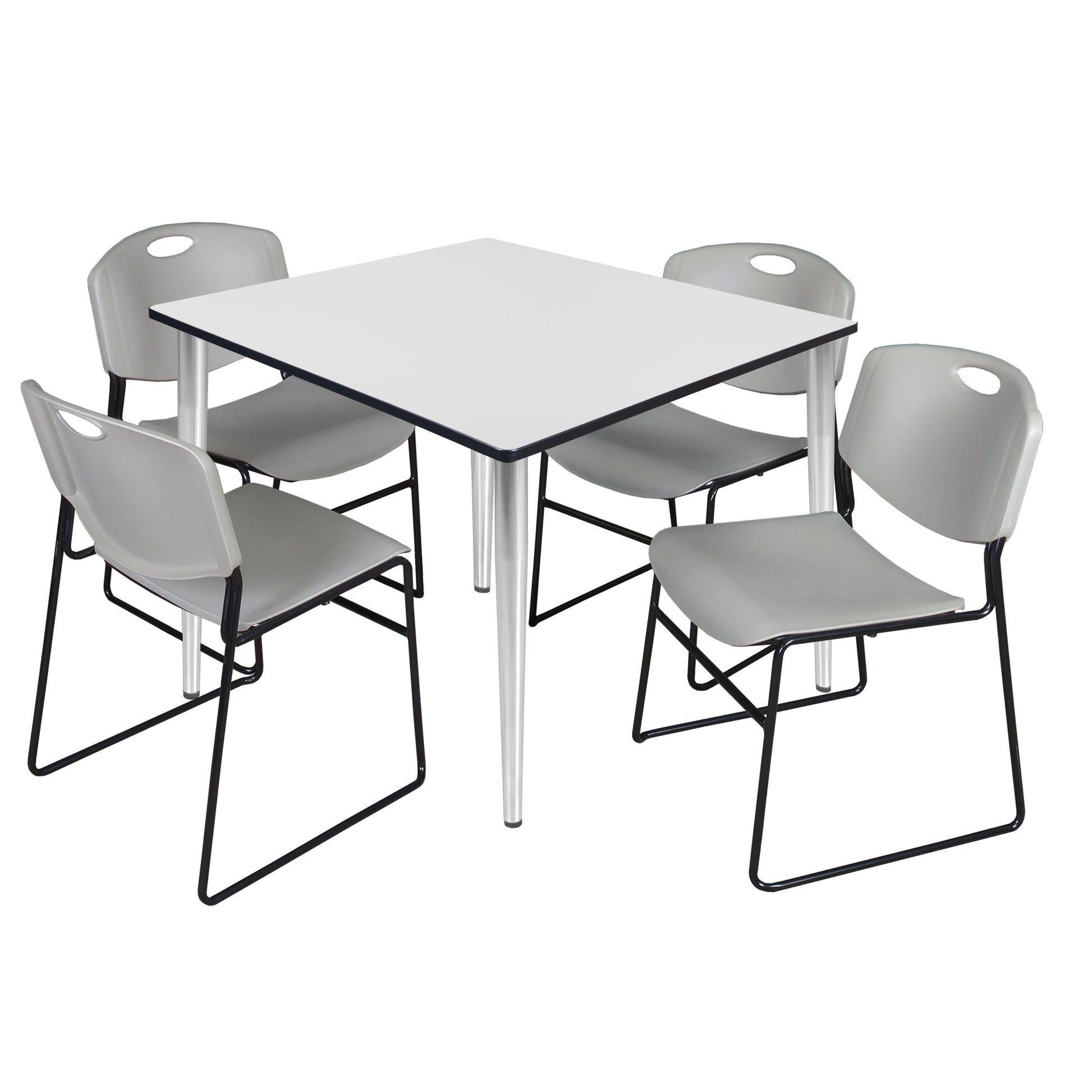 Regency Kahlo 48 in. Square Breakroom Table & 4 Zeng Stack Chairs - SchoolOutlet