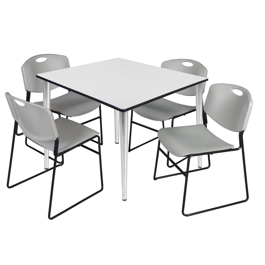 Regency Kahlo 48 in. Square Breakroom Table & 4 Zeng Stack Chairs - SchoolOutlet