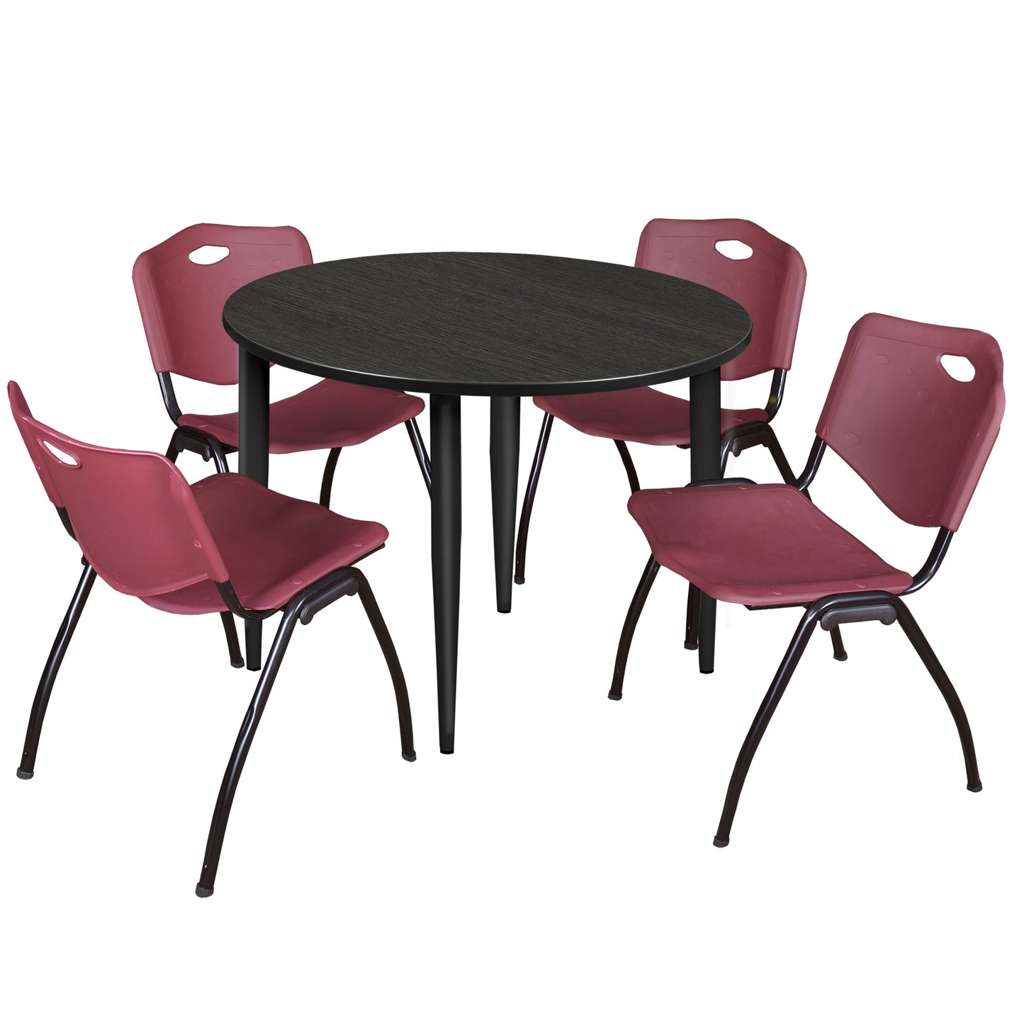 Regency Kahlo 48 in. Round Breakroom Table & 4 M Stack Chairs - SchoolOutlet