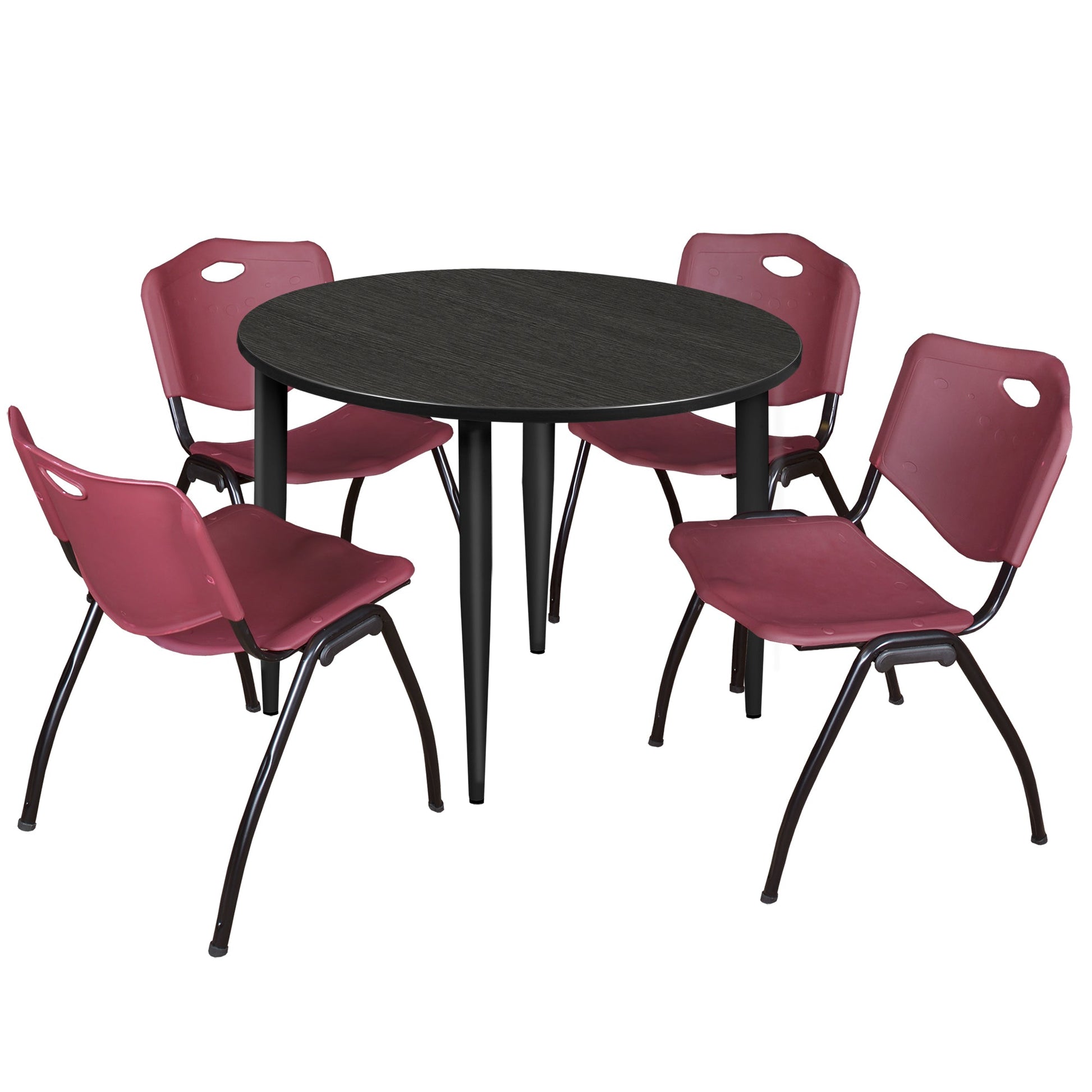 Regency Kahlo 48 in. Round Breakroom Table & 4 M Stack Chairs - SchoolOutlet