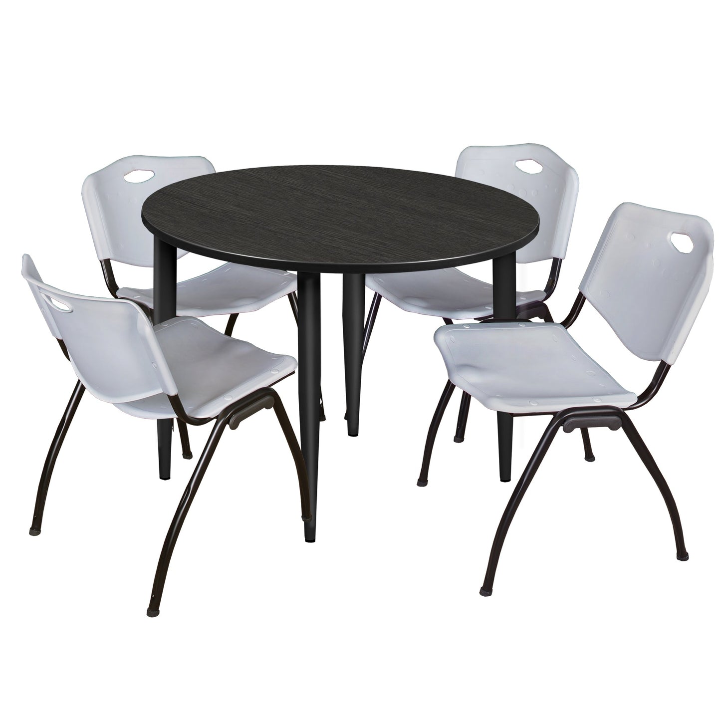 Regency Kahlo 48 in. Round Breakroom Table & 4 M Stack Chairs - SchoolOutlet