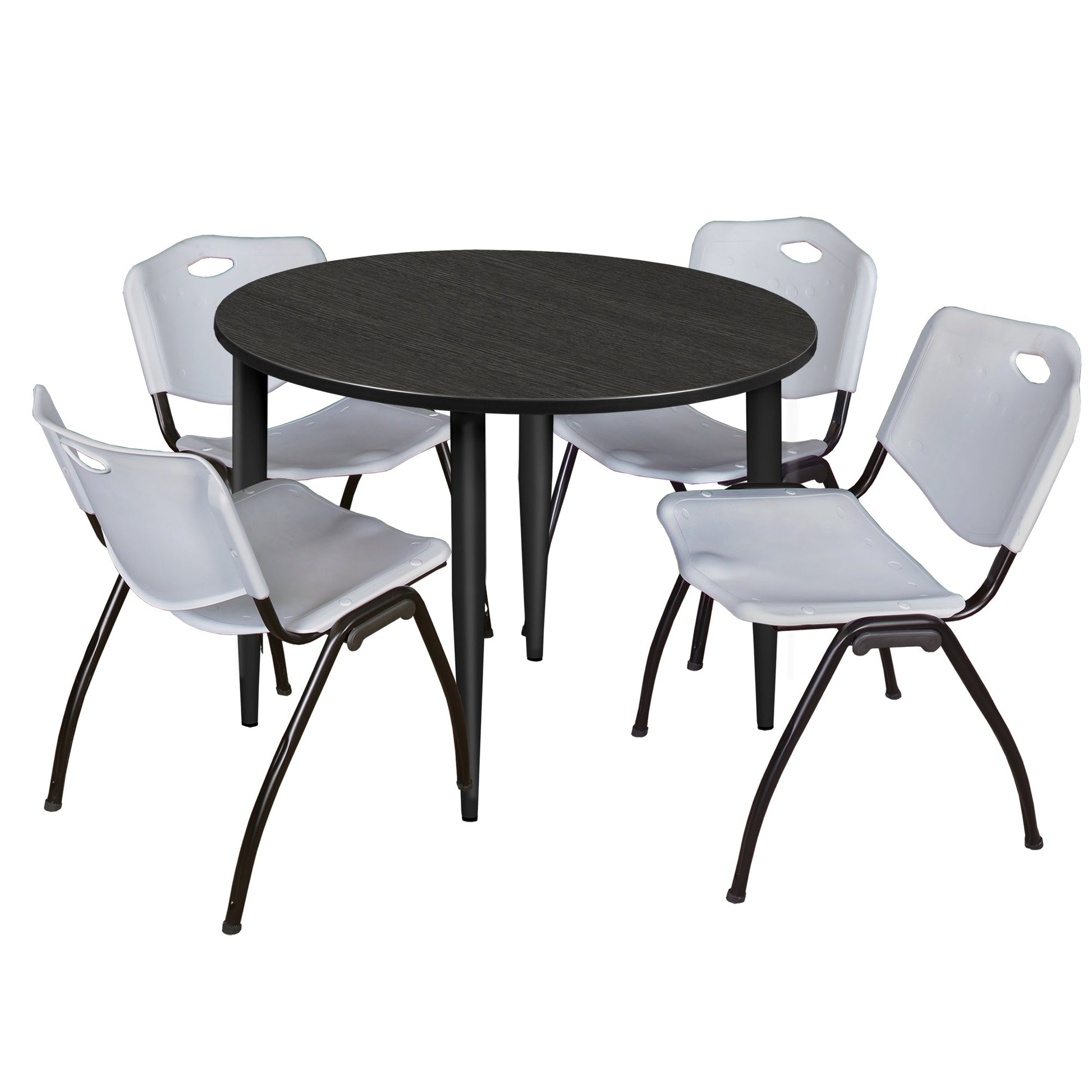 Regency Kahlo 48 in. Round Breakroom Table & 4 M Stack Chairs - SchoolOutlet