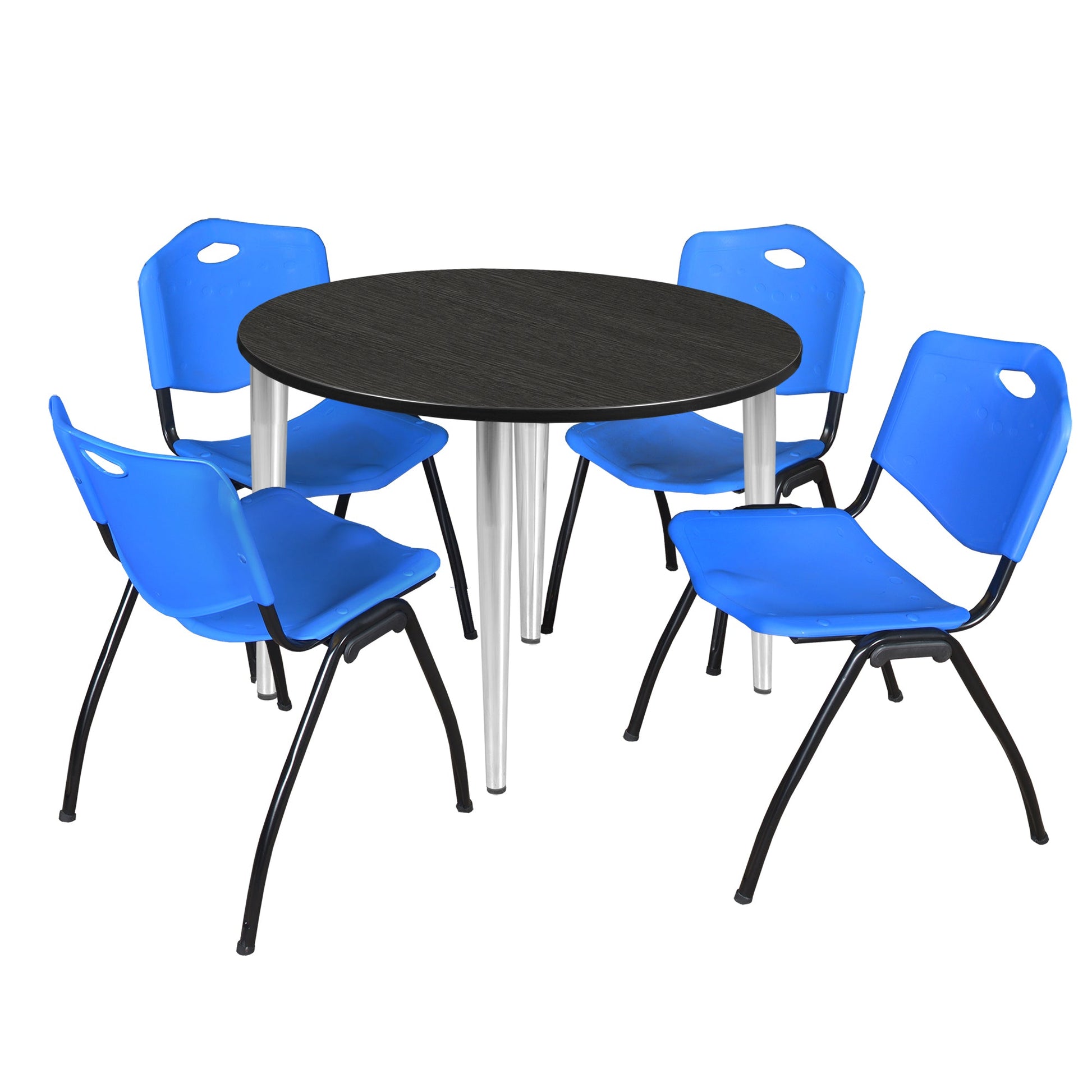 Regency Kahlo 48 in. Round Breakroom Table & 4 M Stack Chairs - SchoolOutlet
