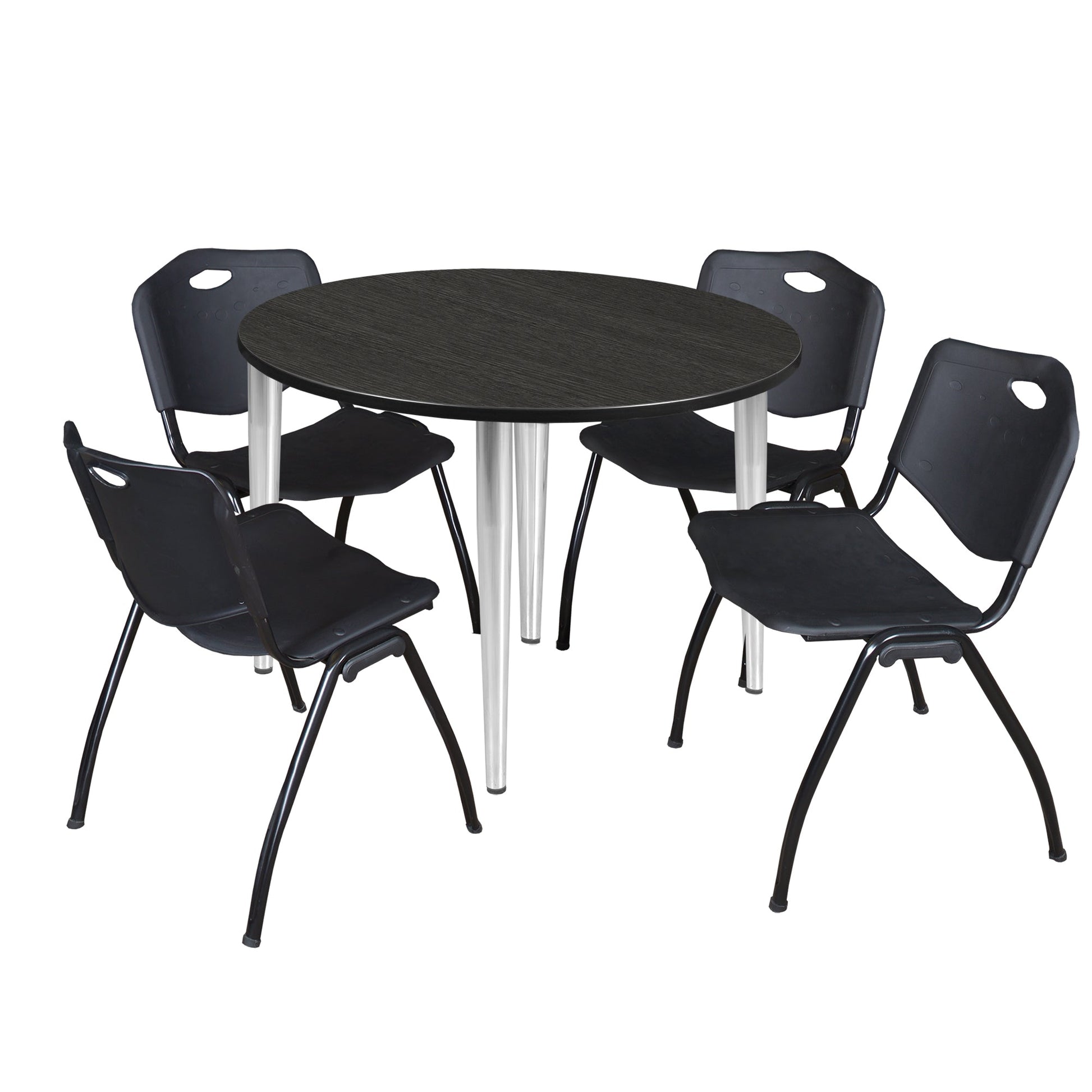 Regency Kahlo 48 in. Round Breakroom Table & 4 M Stack Chairs - SchoolOutlet