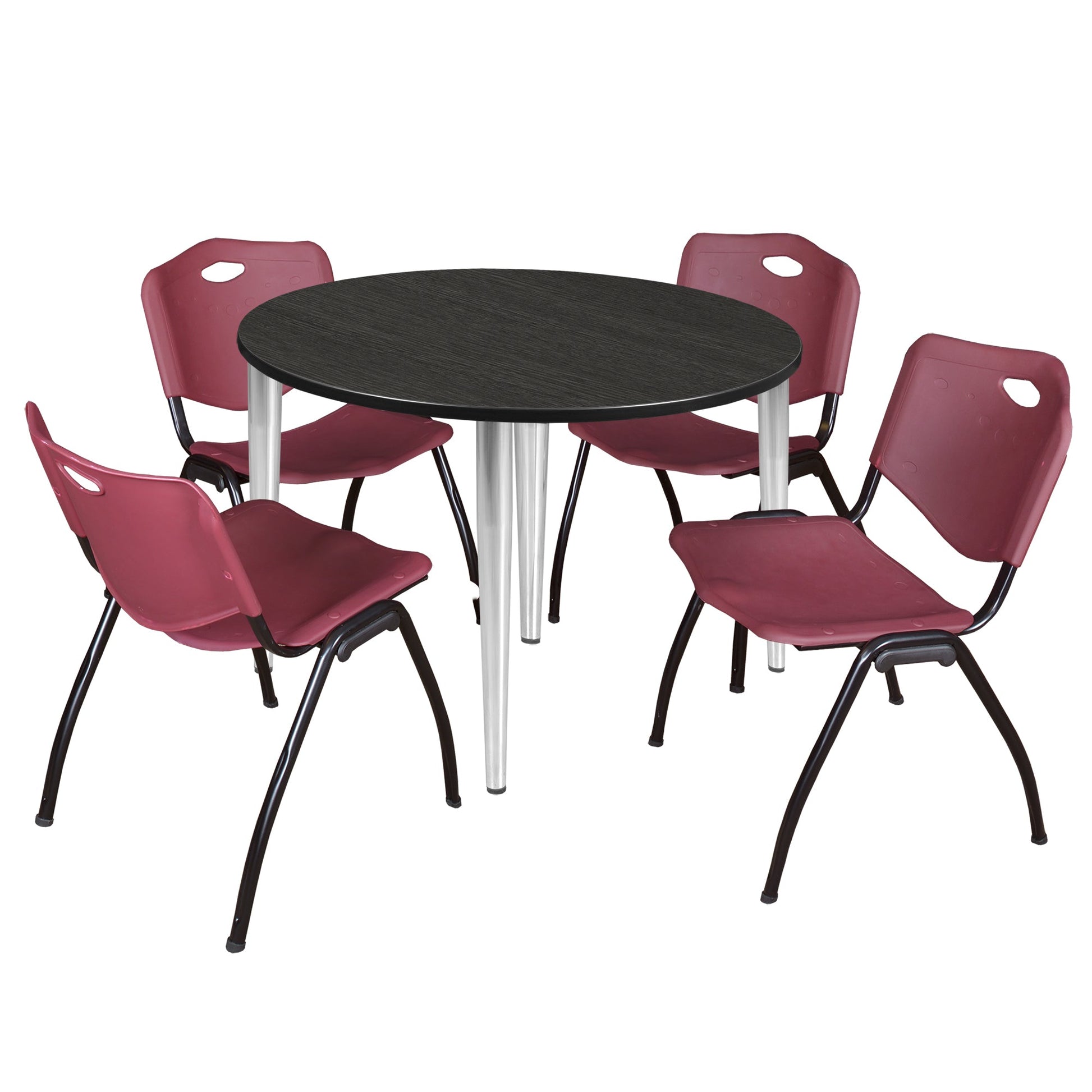 Regency Kahlo 48 in. Round Breakroom Table & 4 M Stack Chairs - SchoolOutlet