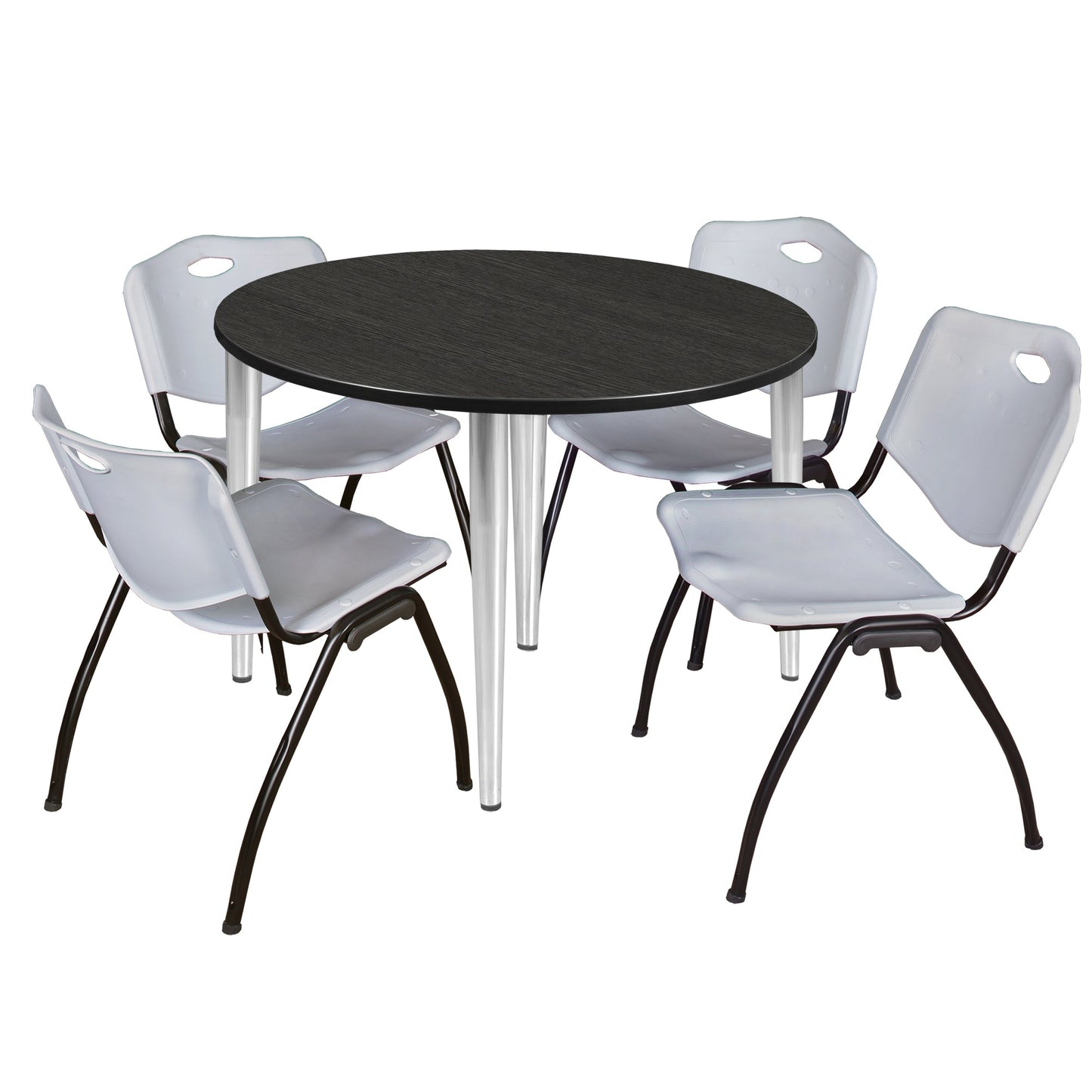 Regency Kahlo 48 in. Round Breakroom Table & 4 M Stack Chairs - SchoolOutlet