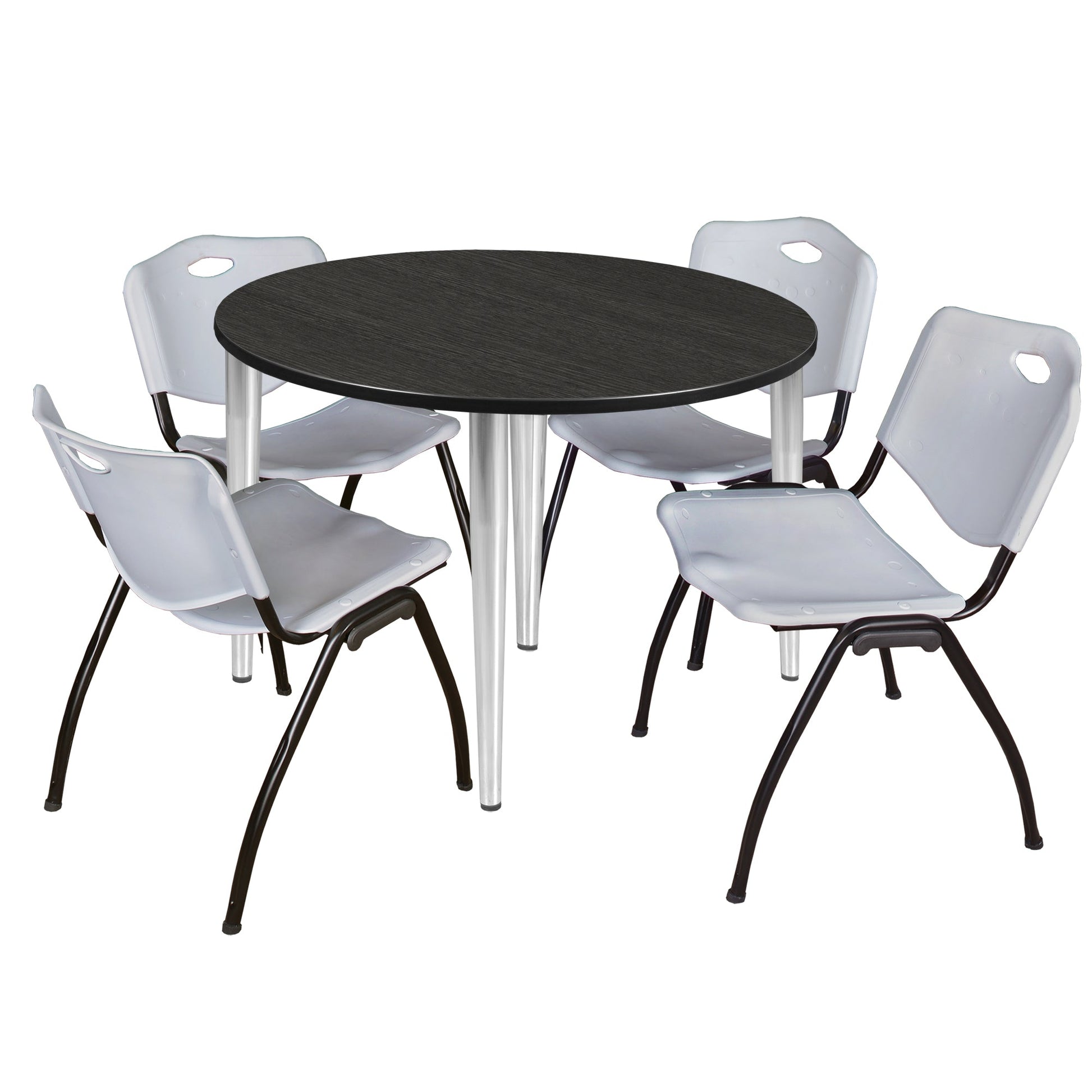 Regency Kahlo 48 in. Round Breakroom Table & 4 M Stack Chairs - SchoolOutlet