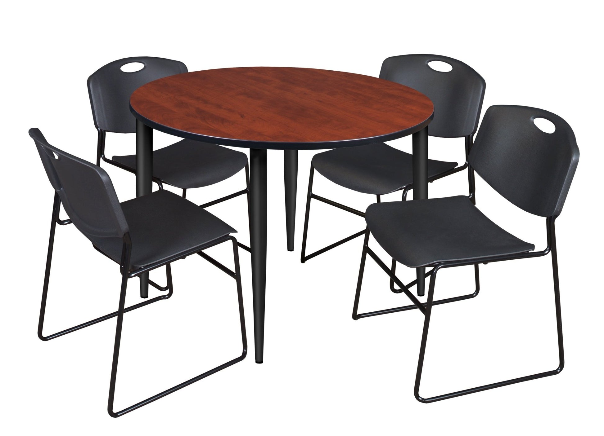 Regency Kahlo 48 in. Round Breakroom Table & 4 Zeng Stack Chairs - SchoolOutlet