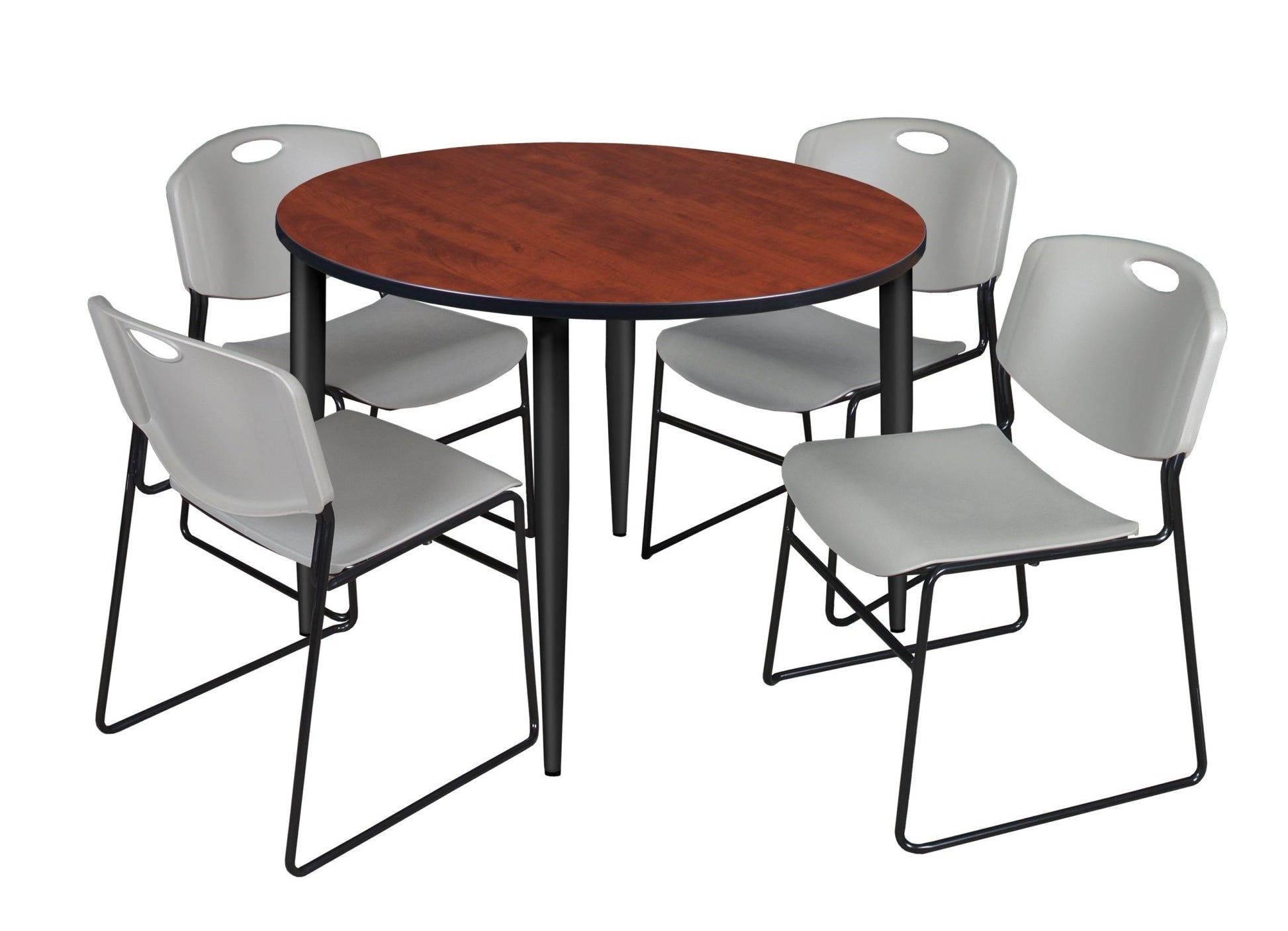 Regency Kahlo 48 in. Round Breakroom Table & 4 Zeng Stack Chairs - SchoolOutlet