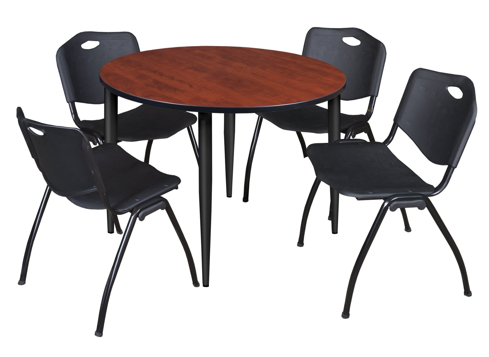Regency Kahlo 48 in. Round Breakroom Table & 4 M Stack Chairs - SchoolOutlet