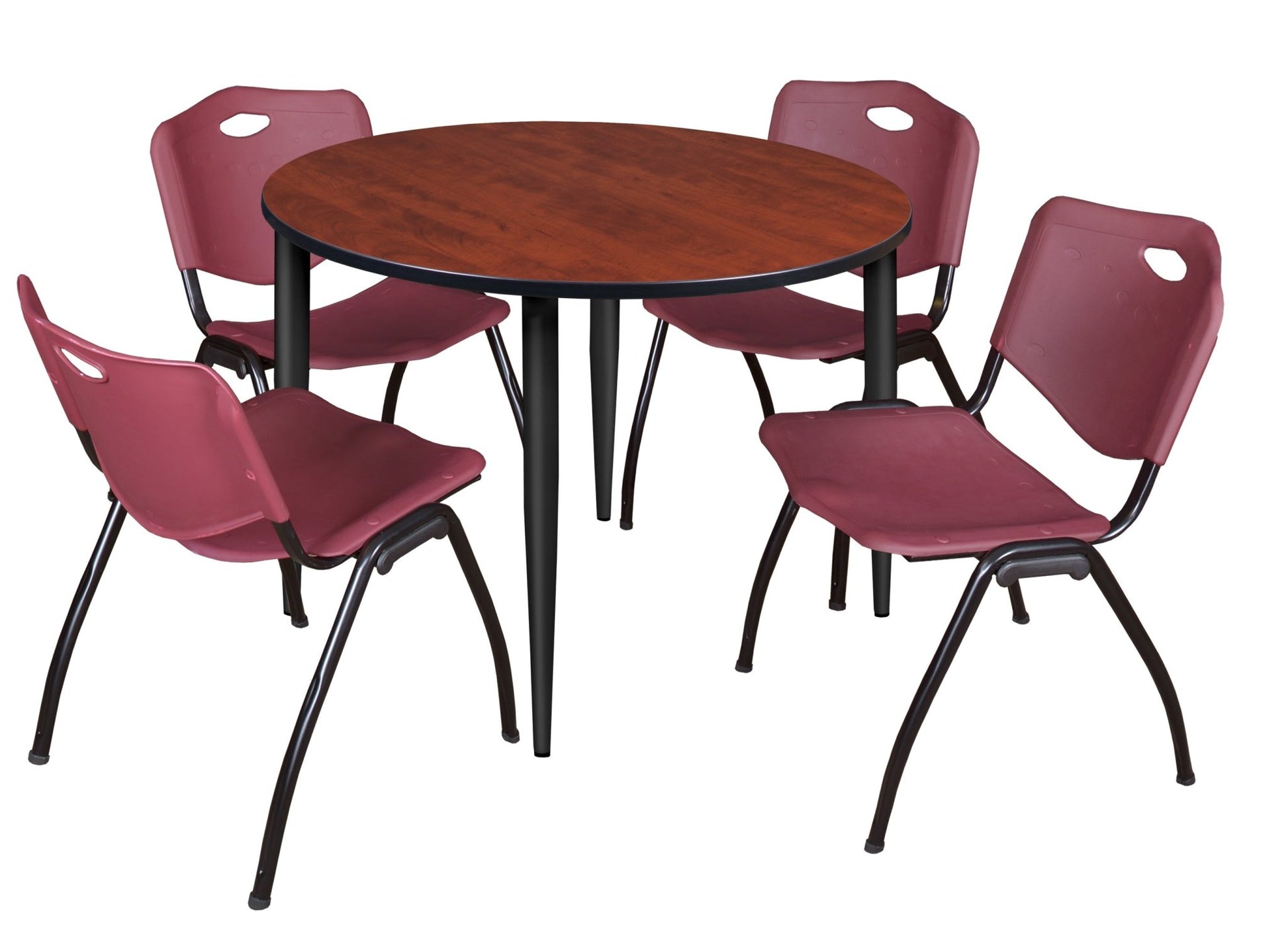 Regency Kahlo 48 in. Round Breakroom Table & 4 M Stack Chairs - SchoolOutlet