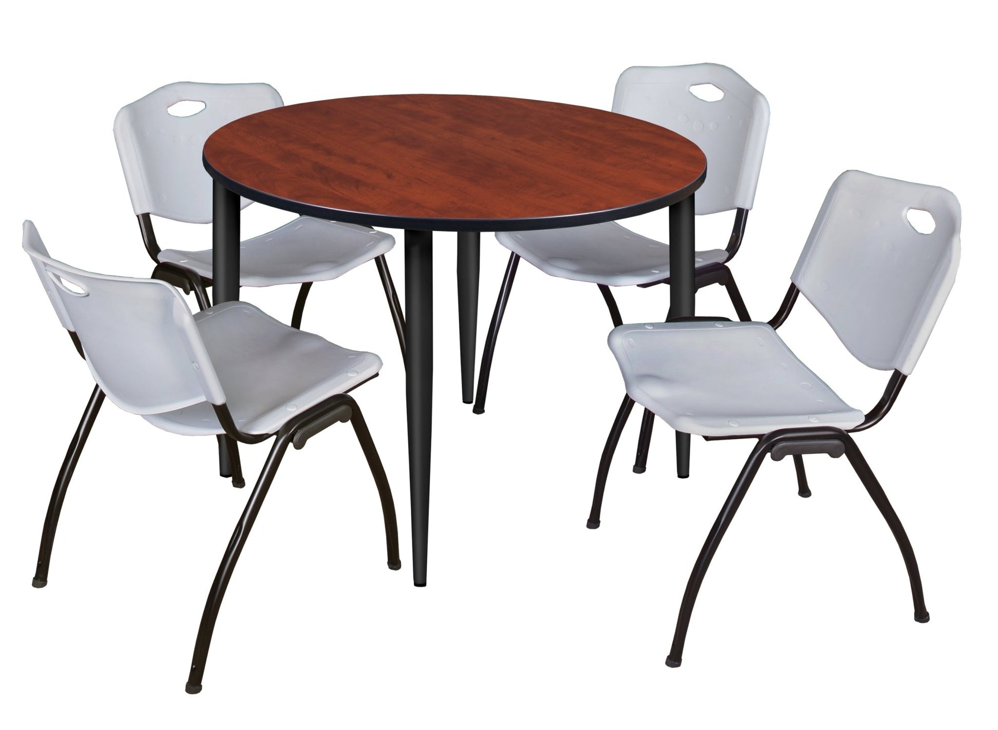Regency Kahlo 48 in. Round Breakroom Table & 4 M Stack Chairs - SchoolOutlet