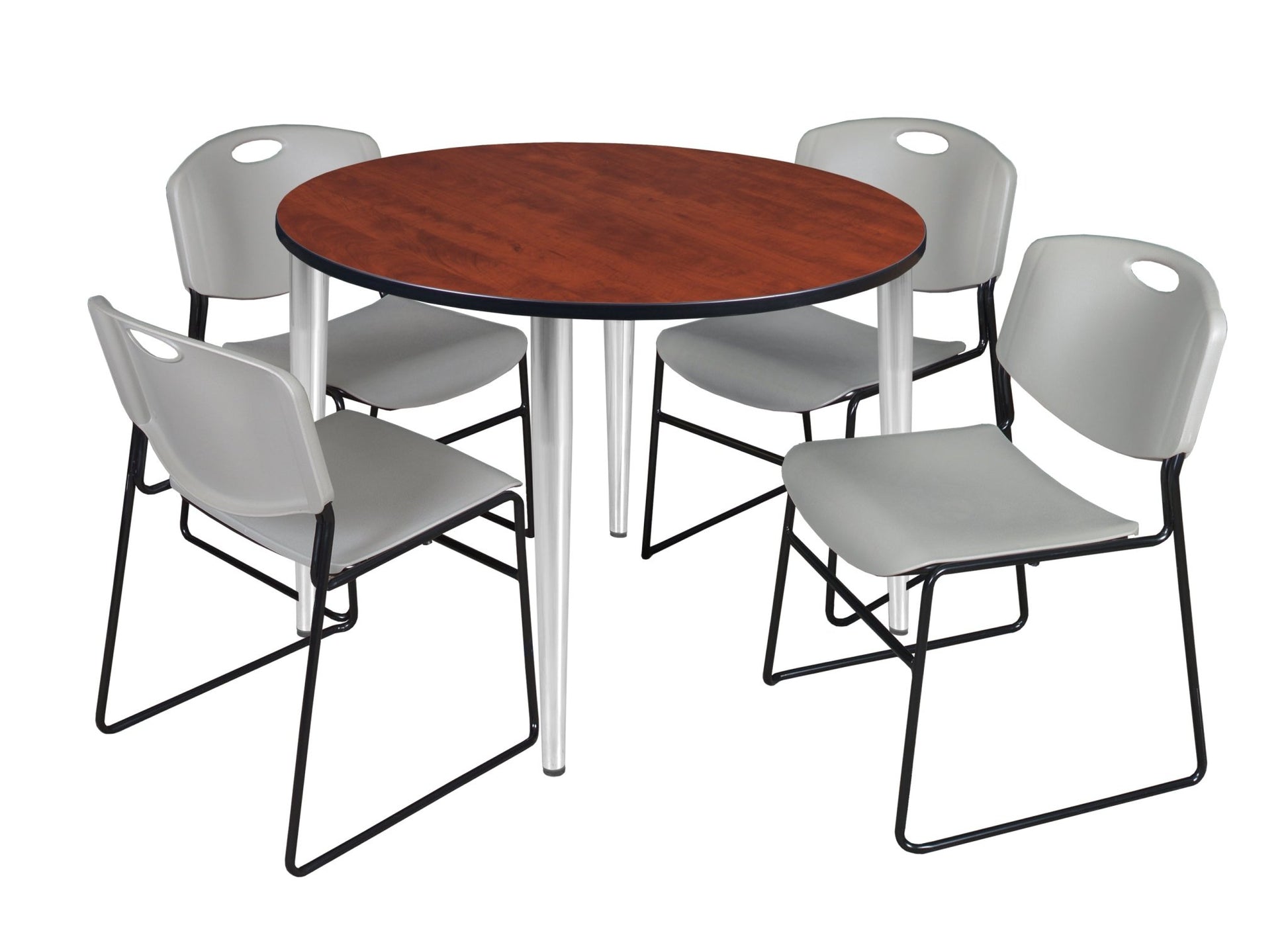 Regency Kahlo 48 in. Round Breakroom Table & 4 Zeng Stack Chairs - SchoolOutlet