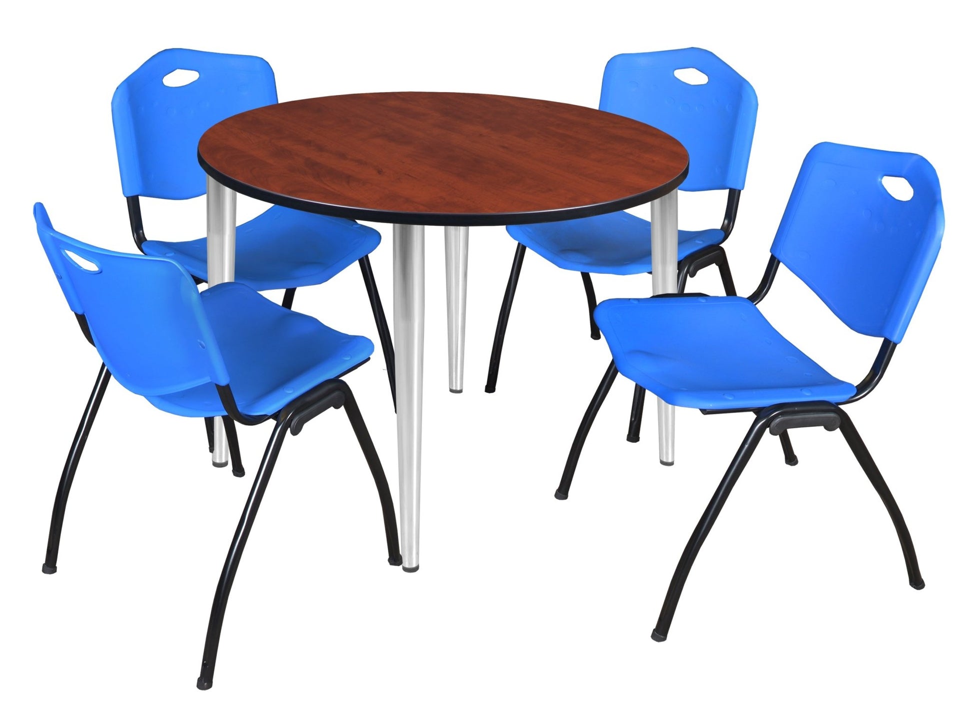 Regency Kahlo 48 in. Round Breakroom Table & 4 M Stack Chairs - SchoolOutlet