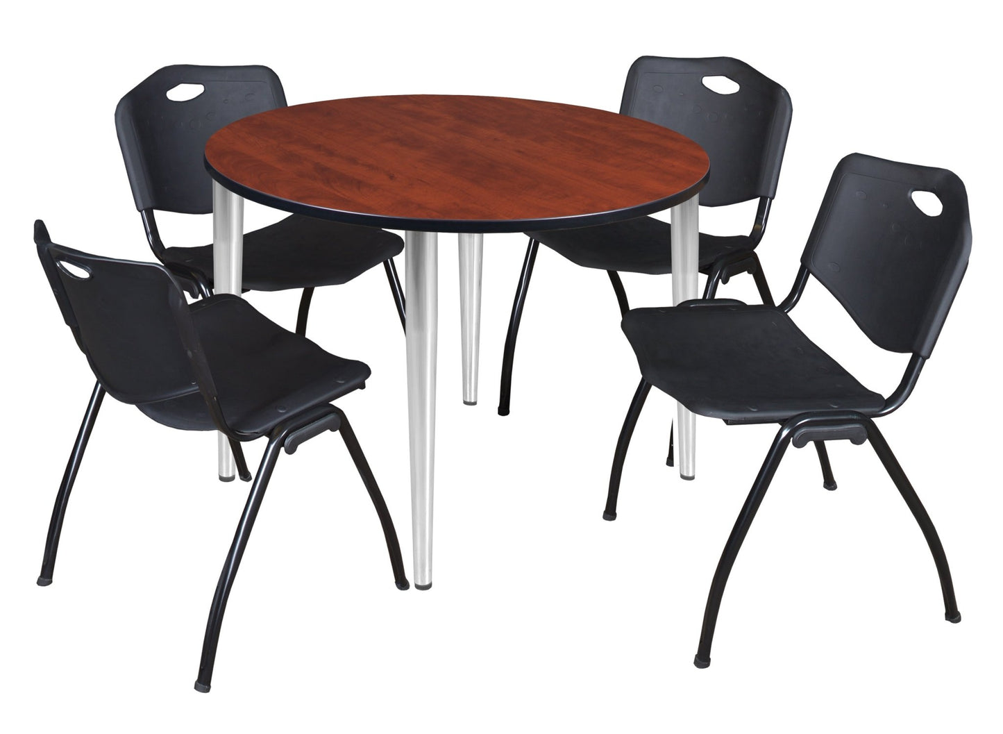 Regency Kahlo 48 in. Round Breakroom Table & 4 M Stack Chairs - SchoolOutlet