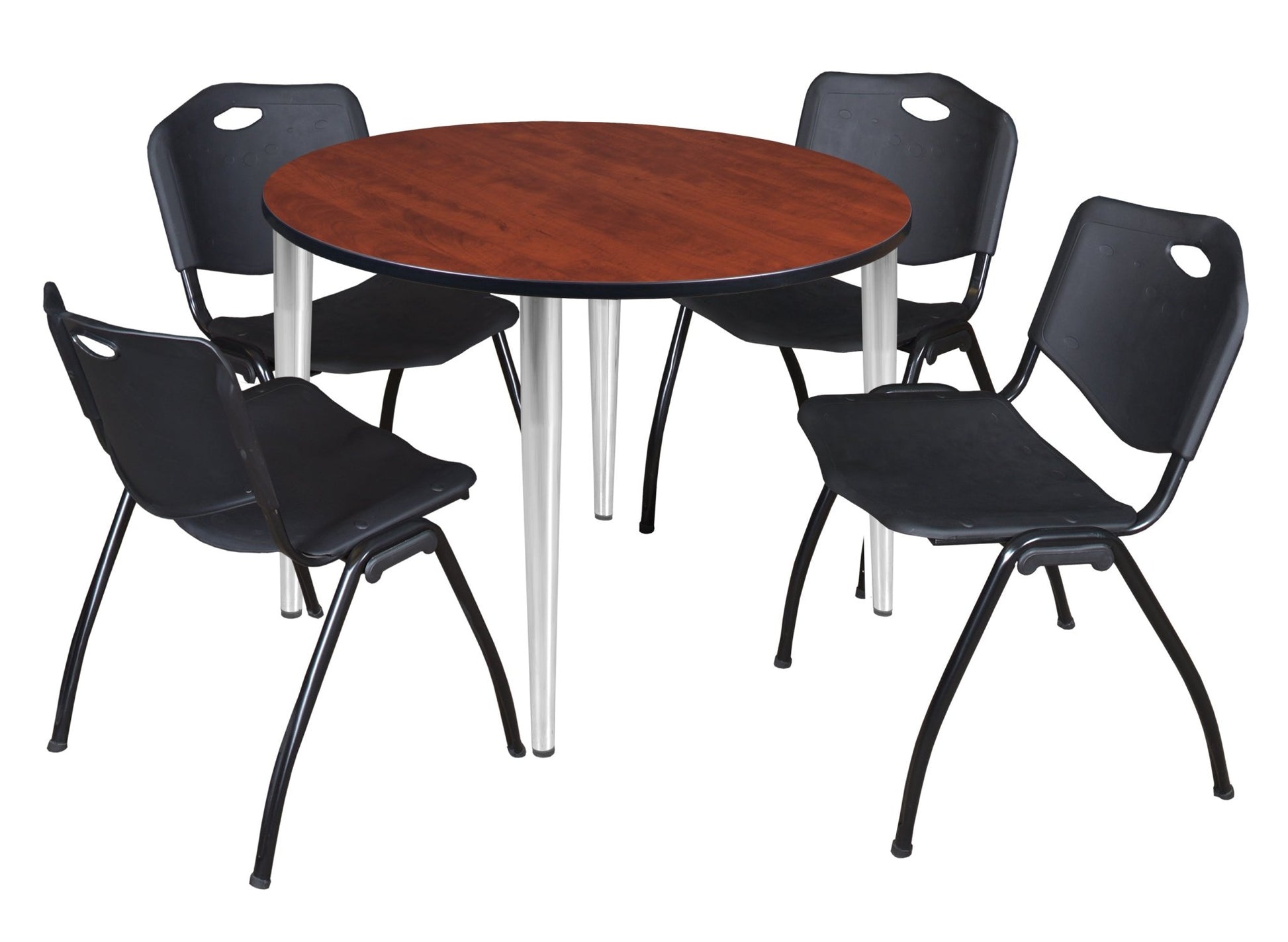 Regency Kahlo 48 in. Round Breakroom Table & 4 M Stack Chairs - SchoolOutlet
