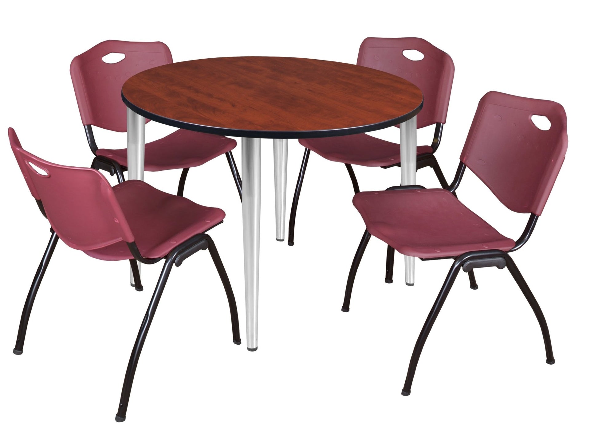 Regency Kahlo 48 in. Round Breakroom Table & 4 M Stack Chairs - SchoolOutlet