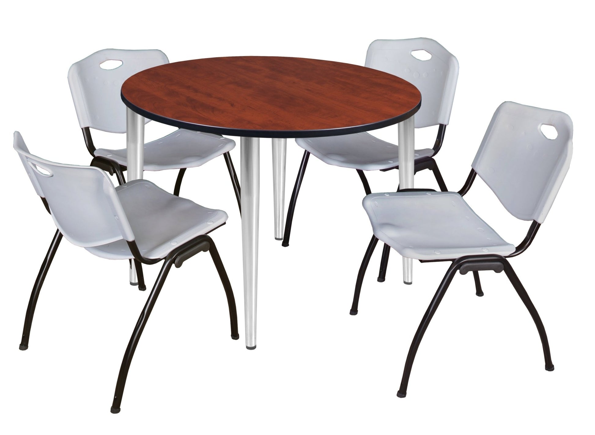 Regency Kahlo 48 in. Round Breakroom Table & 4 M Stack Chairs - SchoolOutlet