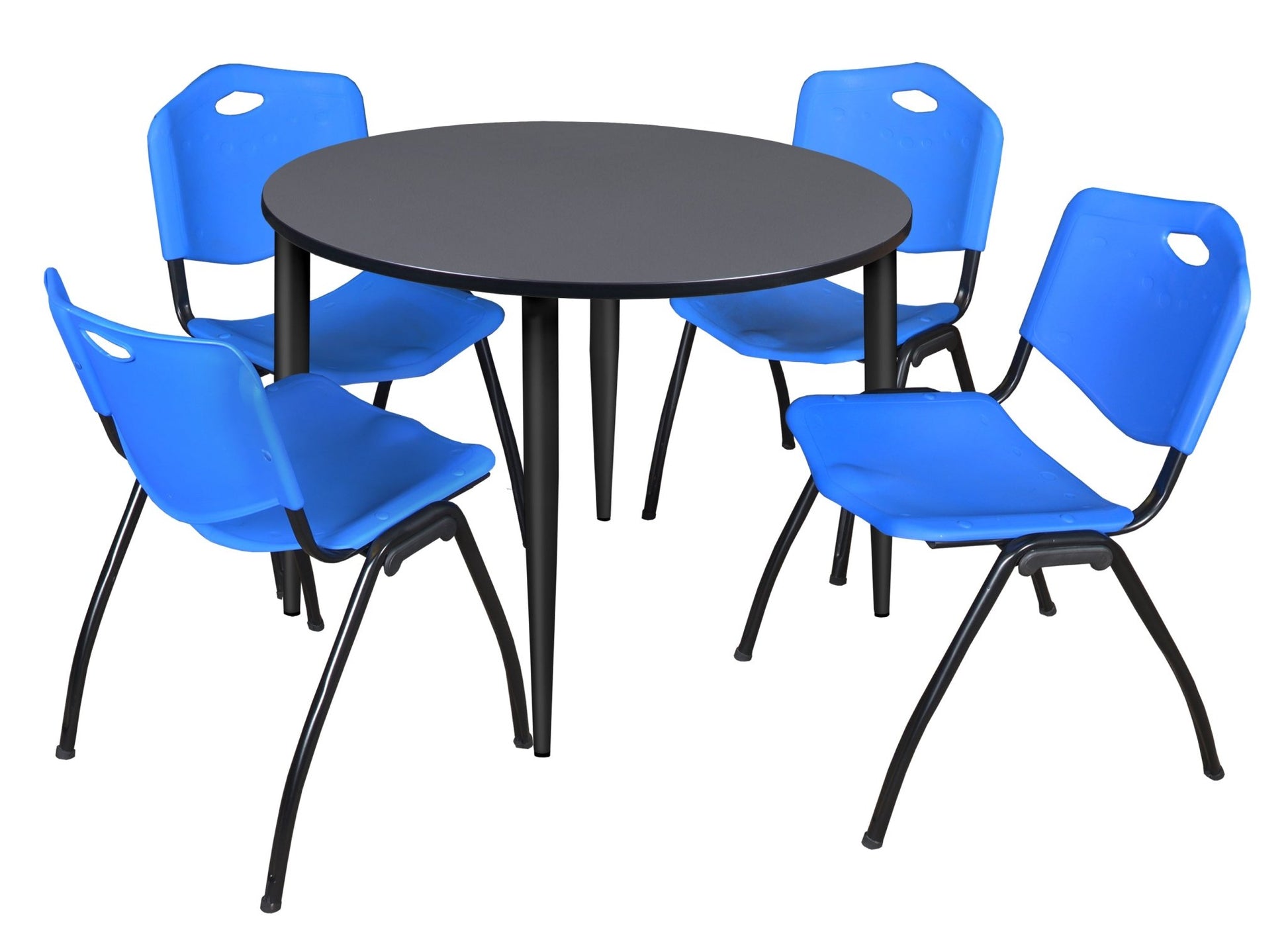 Regency Kahlo 48 in. Round Breakroom Table & 4 M Stack Chairs - SchoolOutlet