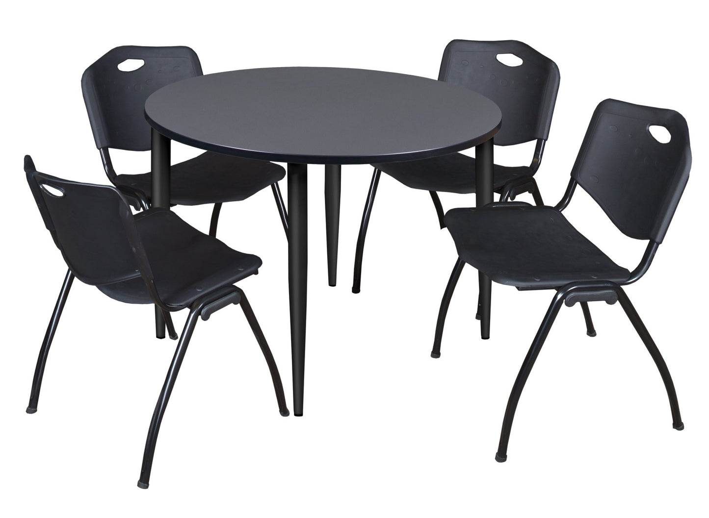 Regency Kahlo 48 in. Round Breakroom Table & 4 M Stack Chairs - SchoolOutlet