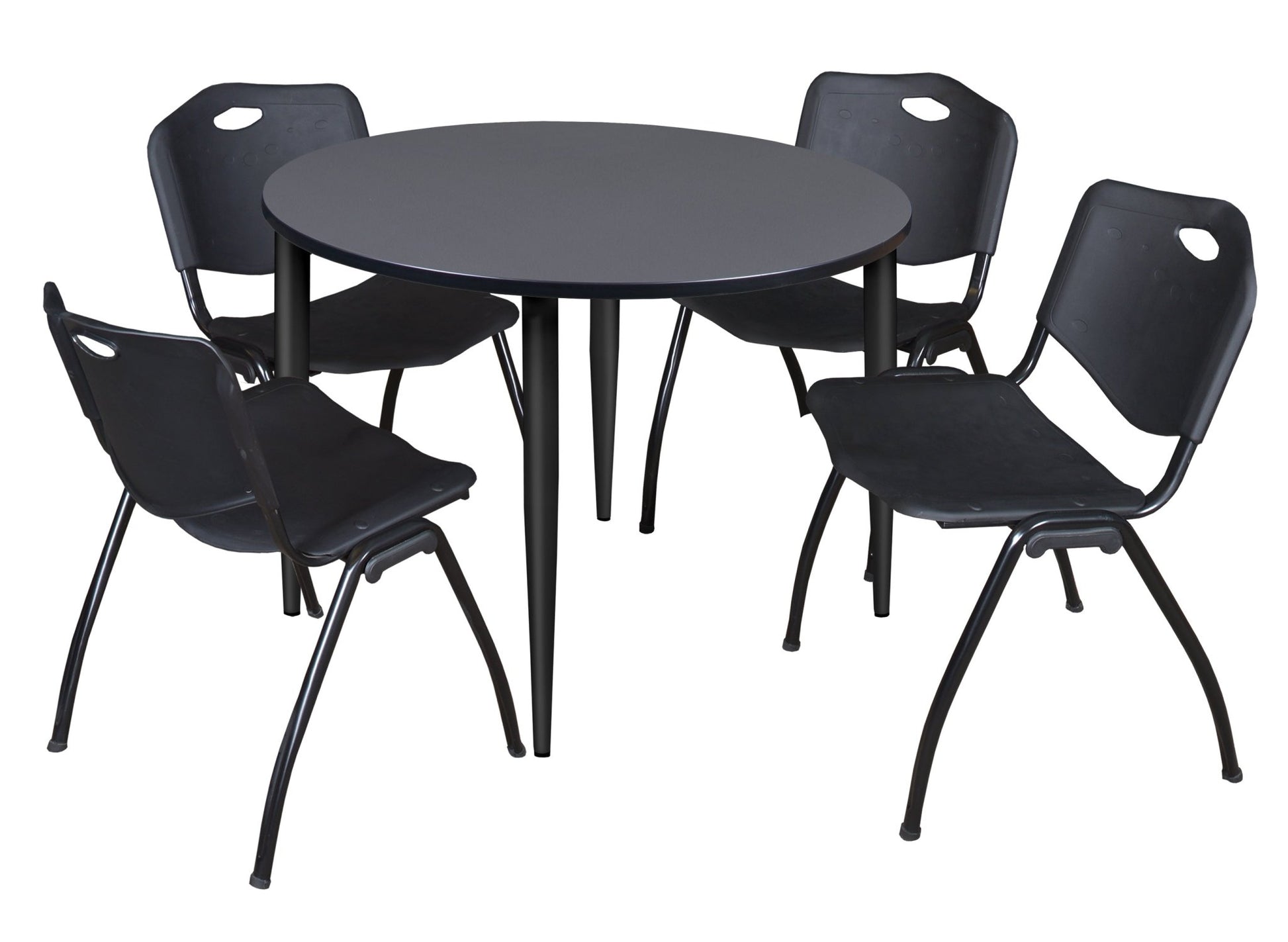 Regency Kahlo 48 in. Round Breakroom Table & 4 M Stack Chairs - SchoolOutlet