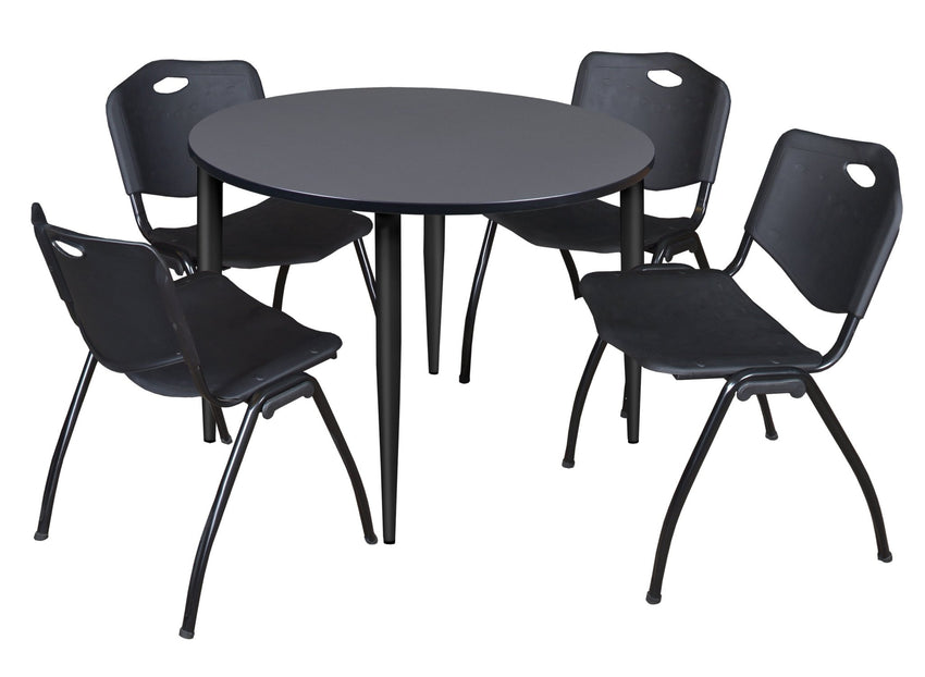 Regency Kahlo 48 in. Round Breakroom Table & 4 M Stack Chairs - SchoolOutlet