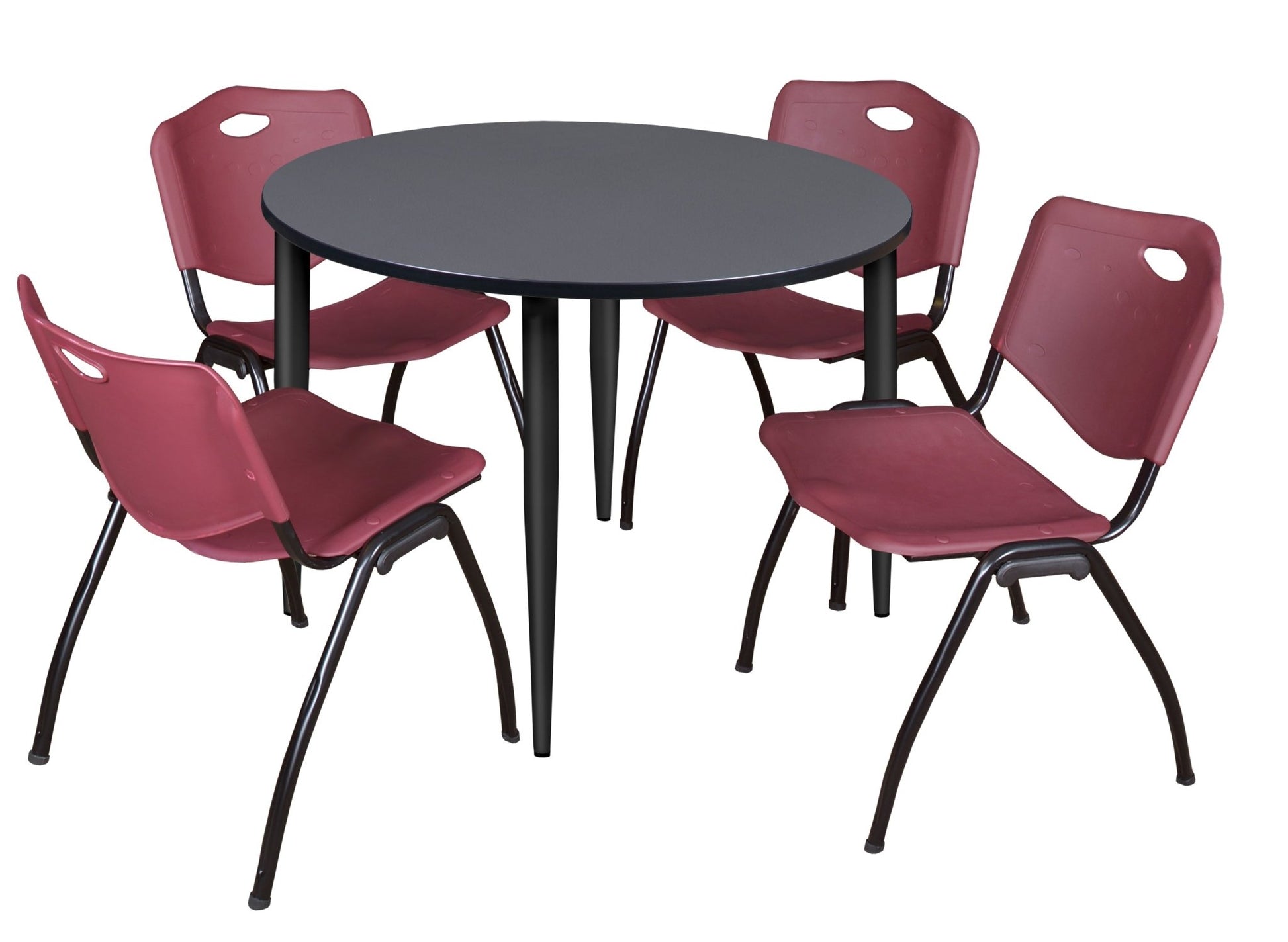 Regency Kahlo 48 in. Round Breakroom Table & 4 M Stack Chairs - SchoolOutlet