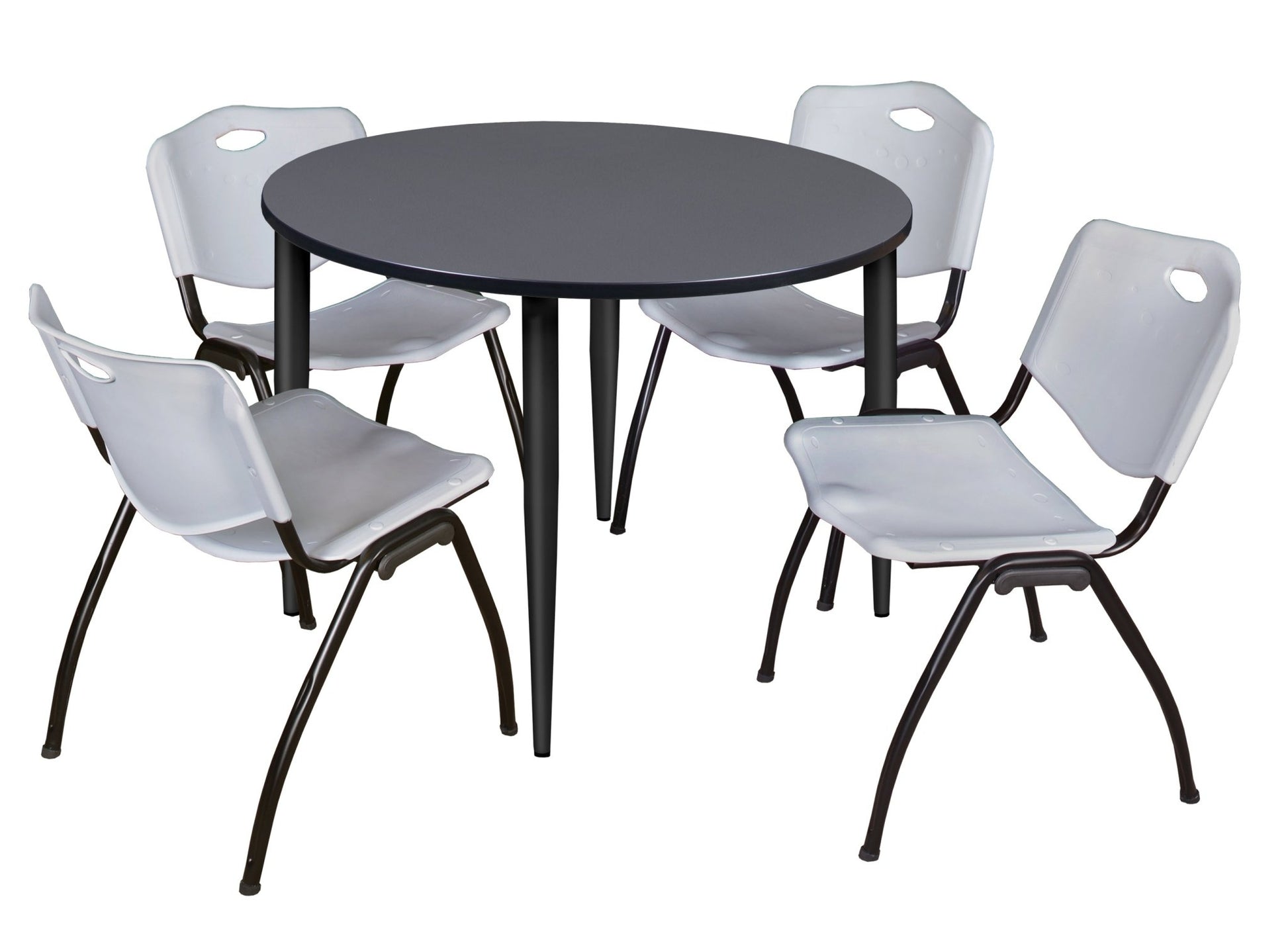 Regency Kahlo 48 in. Round Breakroom Table & 4 M Stack Chairs - SchoolOutlet