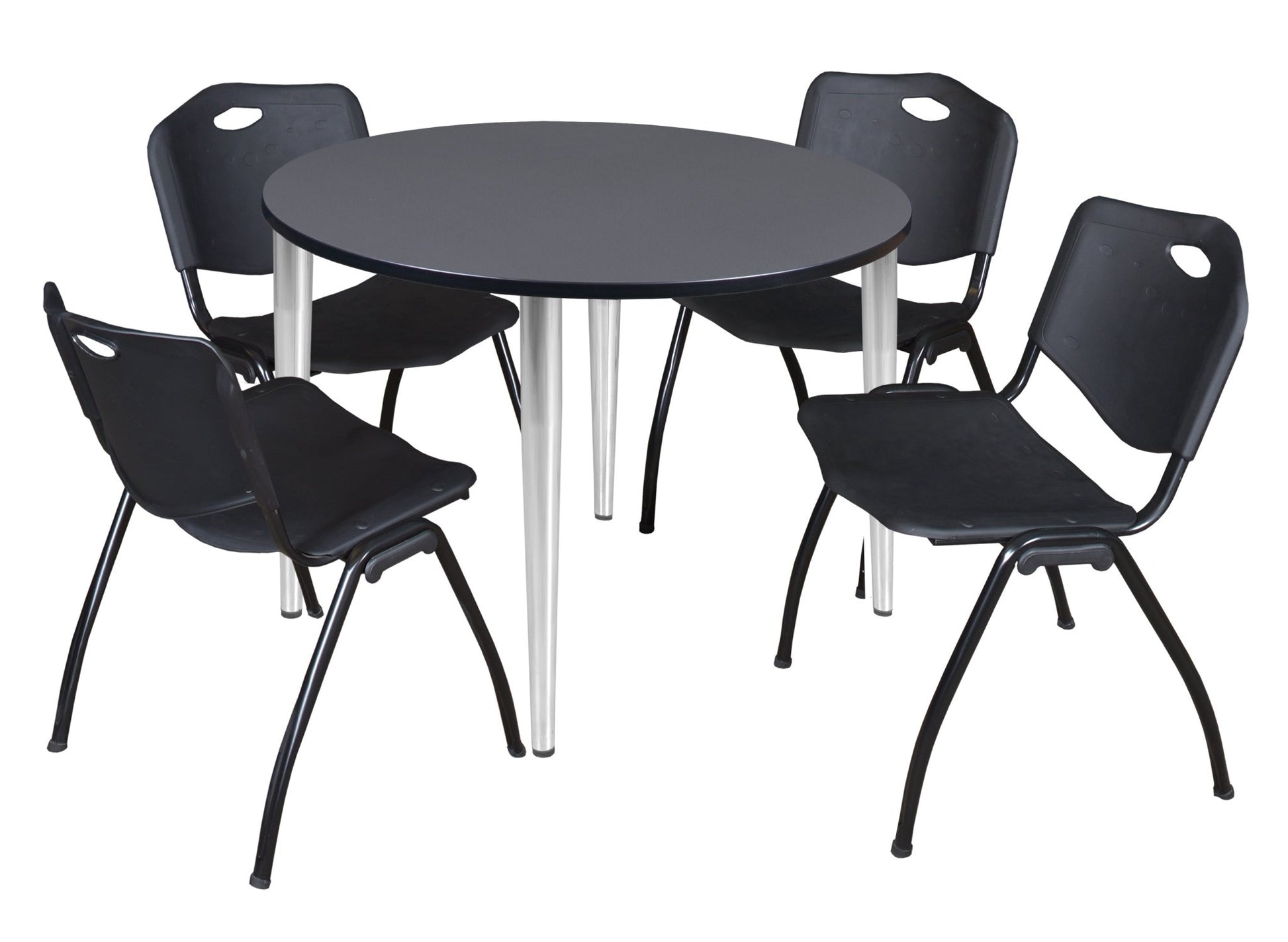 Regency Kahlo 48 in. Round Breakroom Table & 4 M Stack Chairs - SchoolOutlet