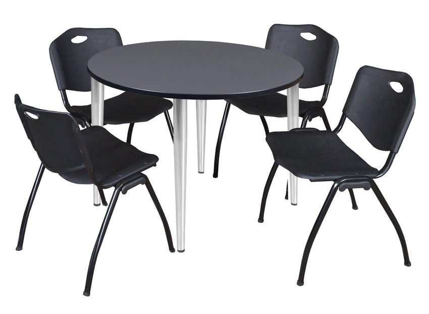 Regency Kahlo 48 in. Round Breakroom Table & 4 M Stack Chairs - SchoolOutlet