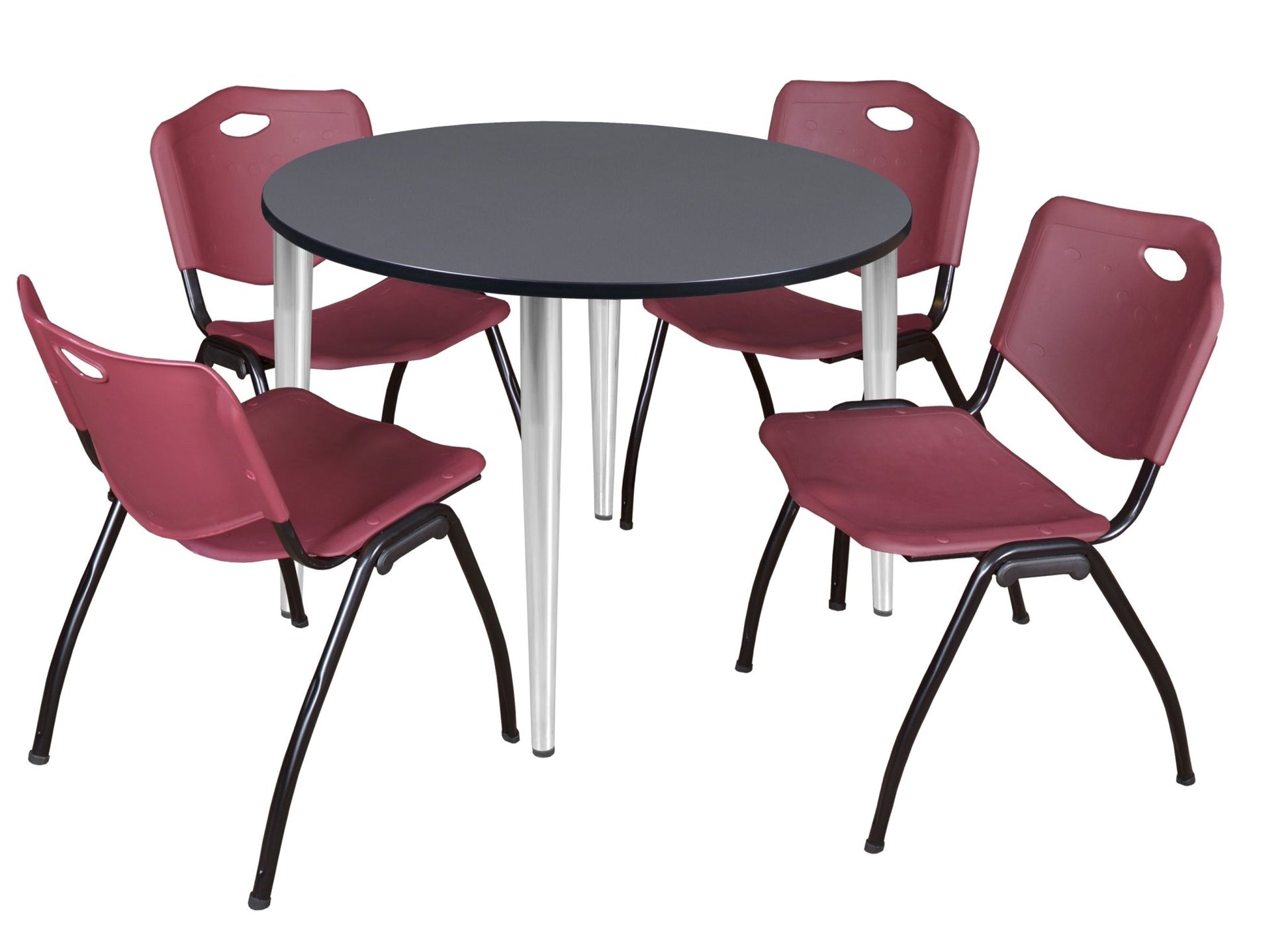 Regency Kahlo 48 in. Round Breakroom Table & 4 M Stack Chairs - SchoolOutlet