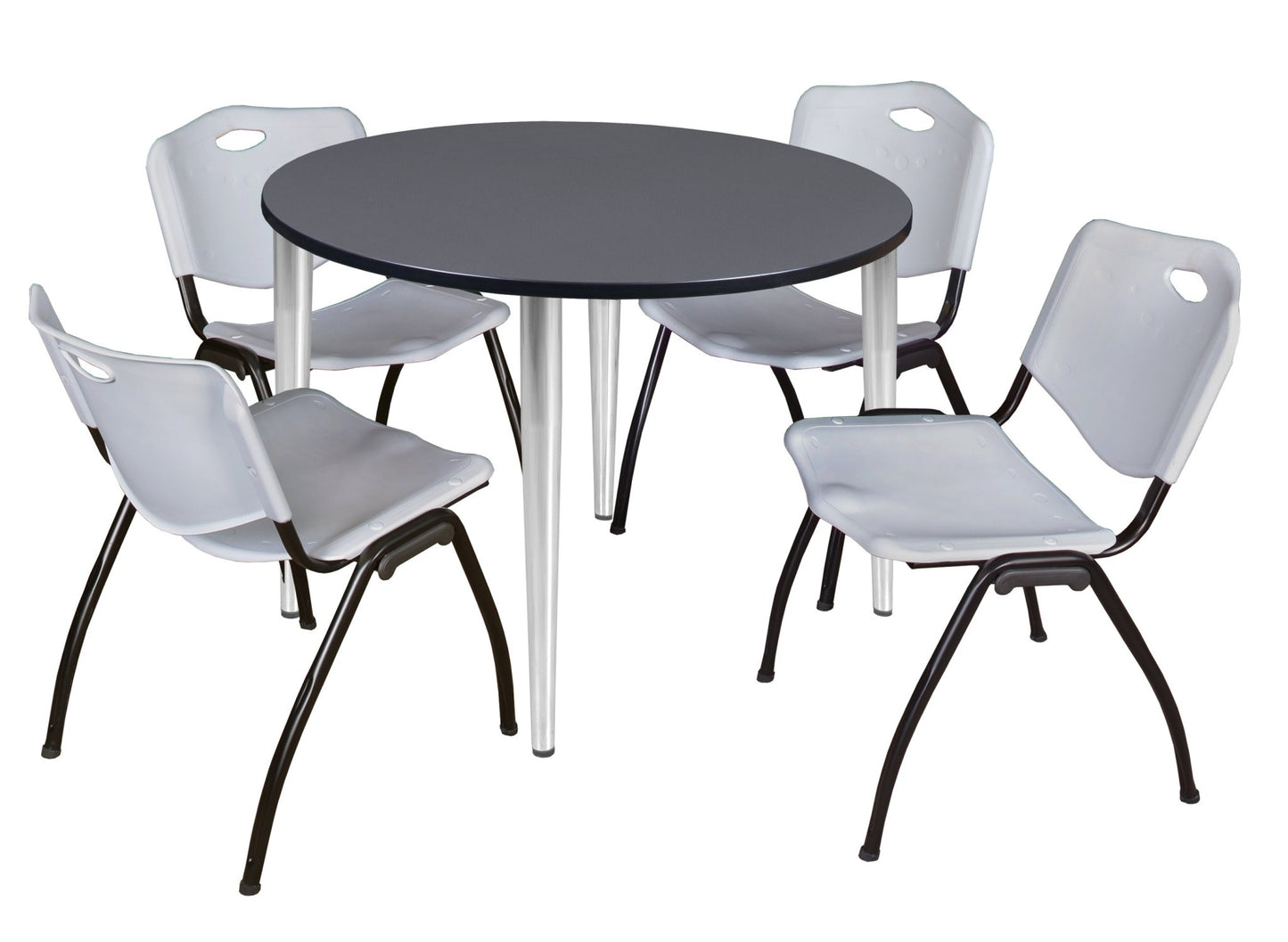 Regency Kahlo 48 in. Round Breakroom Table & 4 M Stack Chairs - SchoolOutlet