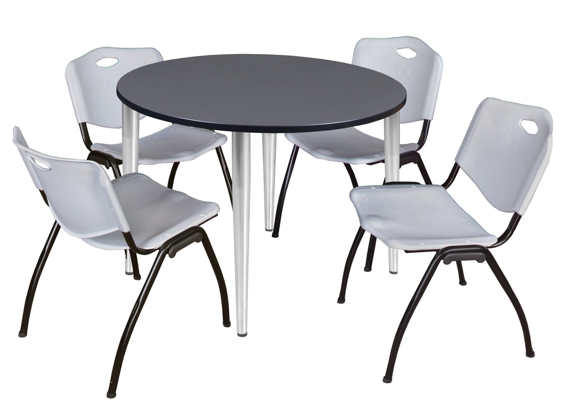 Regency Kahlo 48 in. Round Breakroom Table & 4 M Stack Chairs - SchoolOutlet