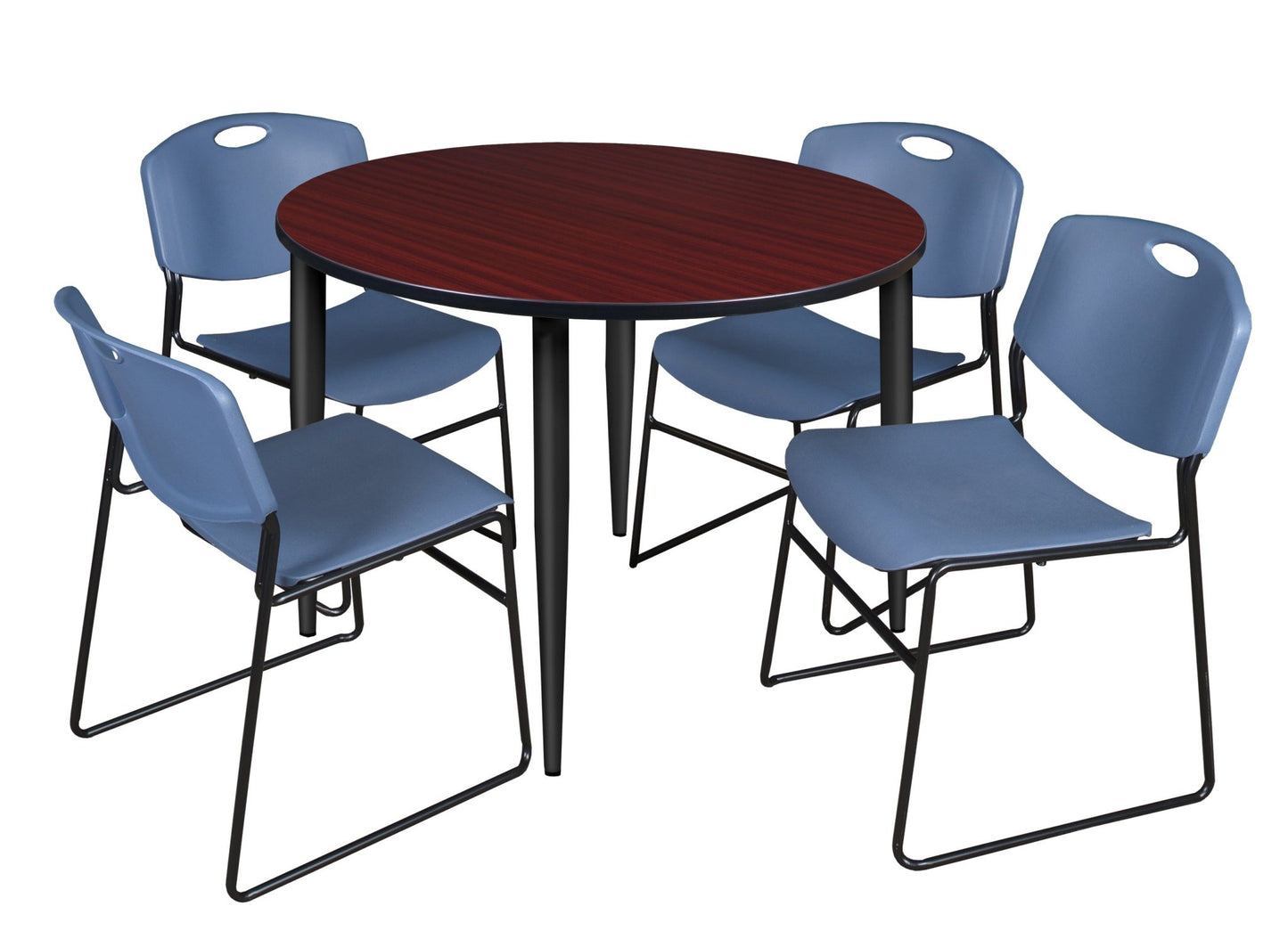Regency Kahlo 48 in. Round Breakroom Table & 4 Zeng Stack Chairs - SchoolOutlet