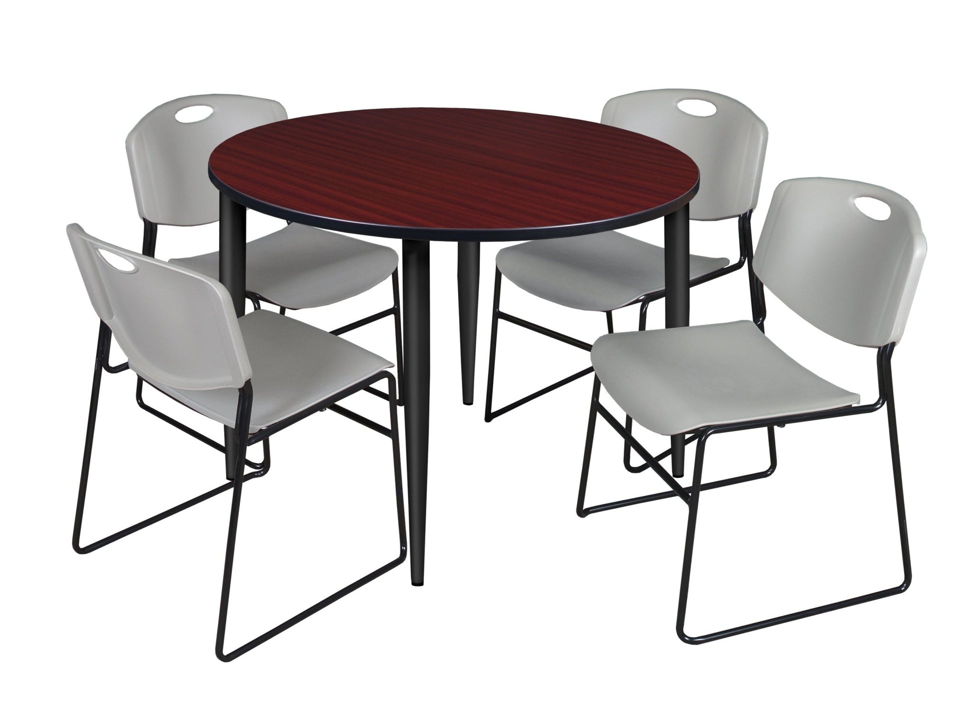 Regency Kahlo 48 in. Round Breakroom Table & 4 Zeng Stack Chairs - SchoolOutlet
