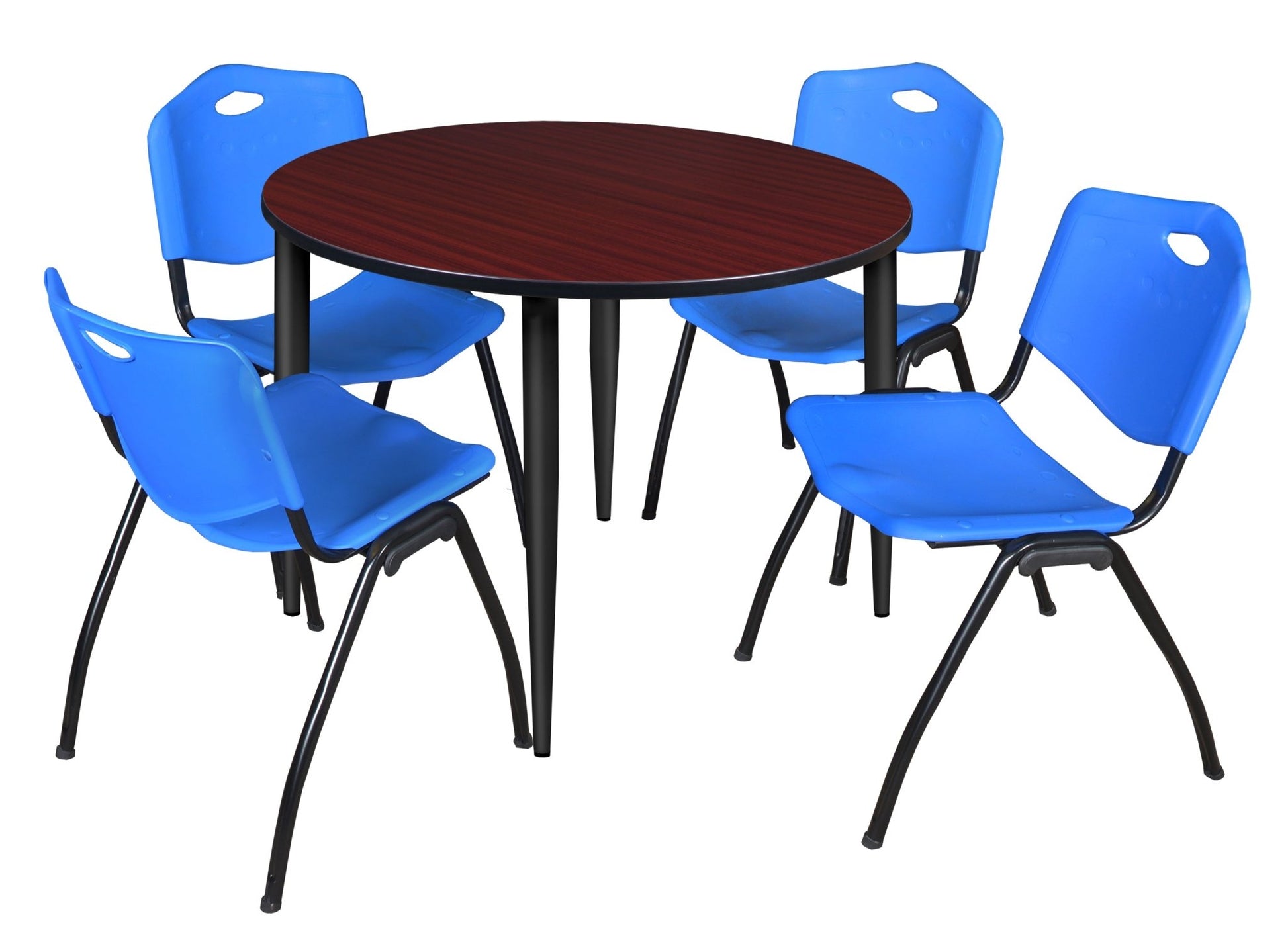 Regency Kahlo 48 in. Round Breakroom Table & 4 M Stack Chairs - SchoolOutlet