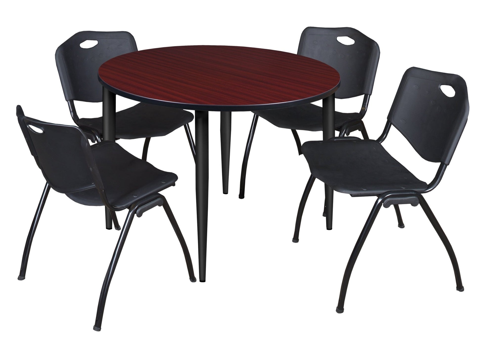 Regency Kahlo 48 in. Round Breakroom Table & 4 M Stack Chairs - SchoolOutlet