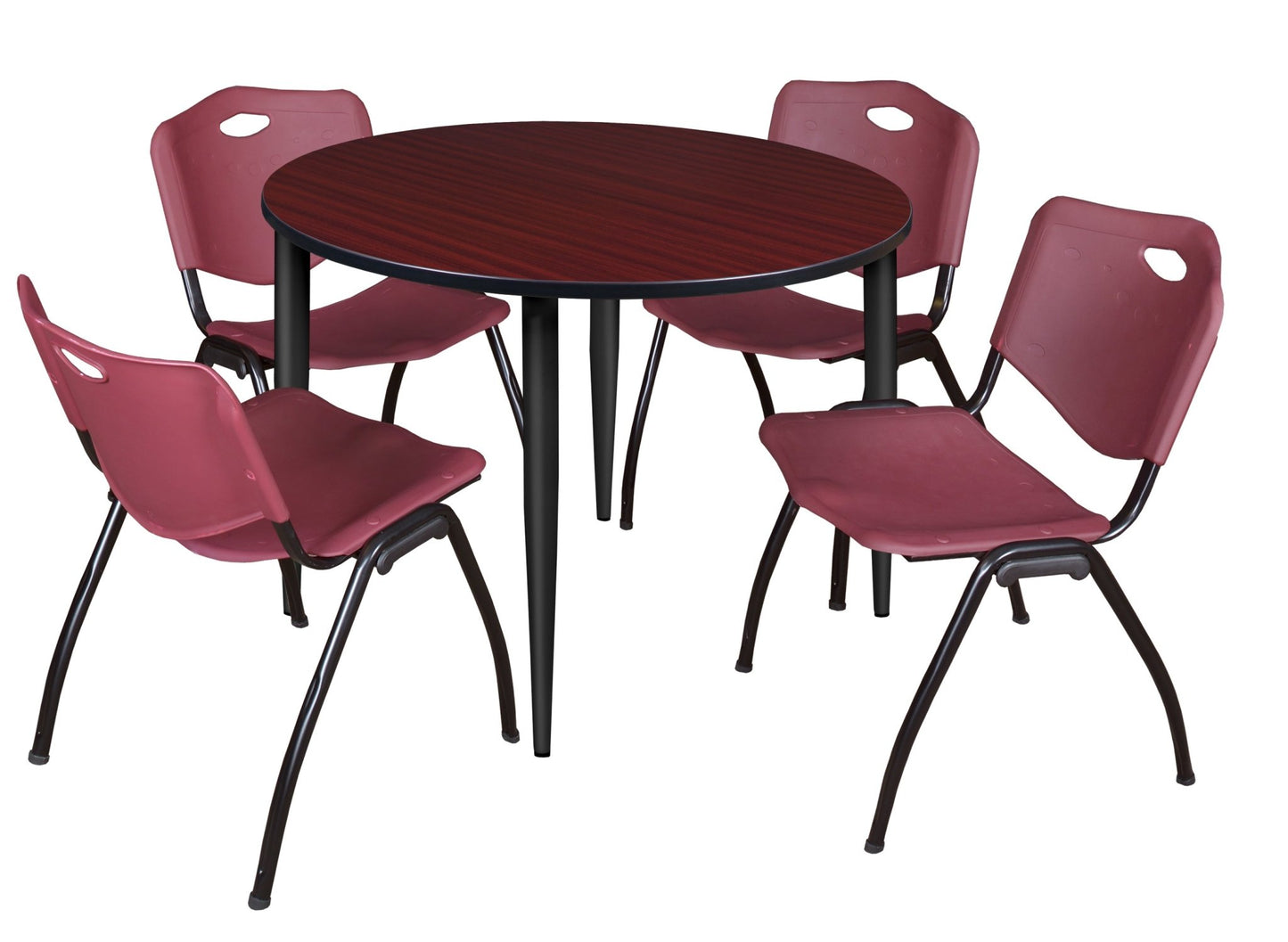 Regency Kahlo 48 in. Round Breakroom Table & 4 M Stack Chairs - SchoolOutlet