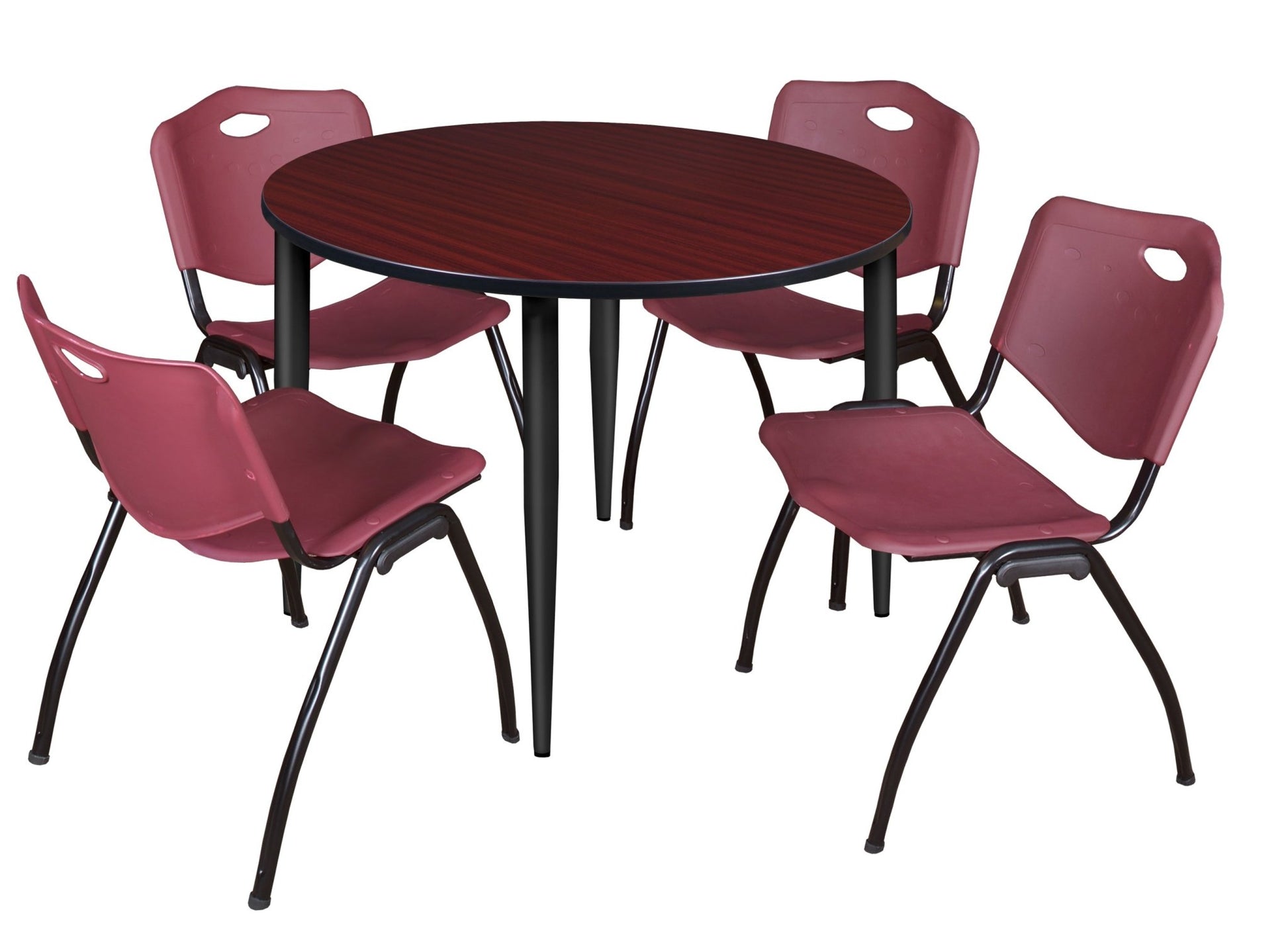 Regency Kahlo 48 in. Round Breakroom Table & 4 M Stack Chairs - SchoolOutlet