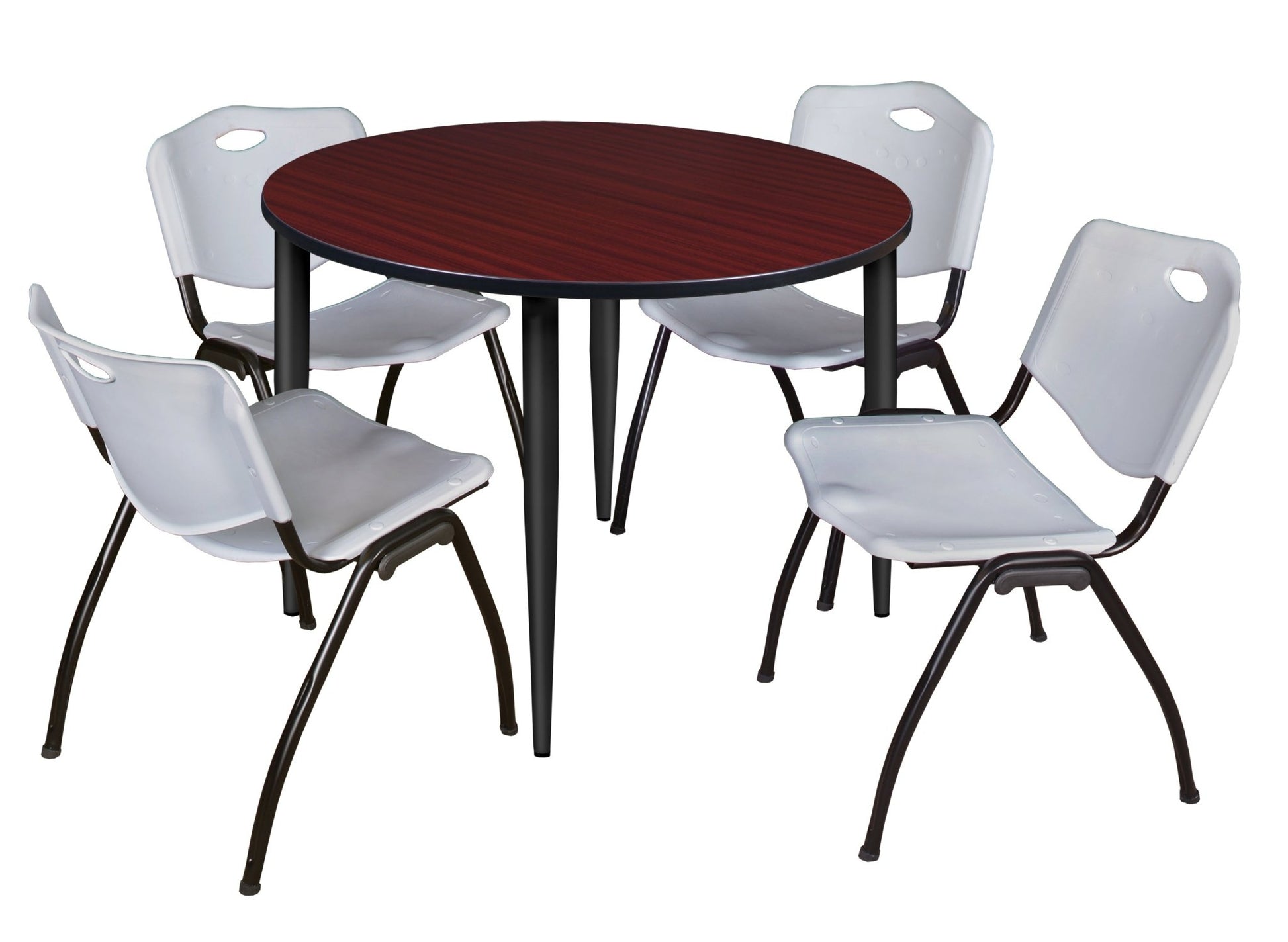 Regency Kahlo 48 in. Round Breakroom Table & 4 M Stack Chairs - SchoolOutlet