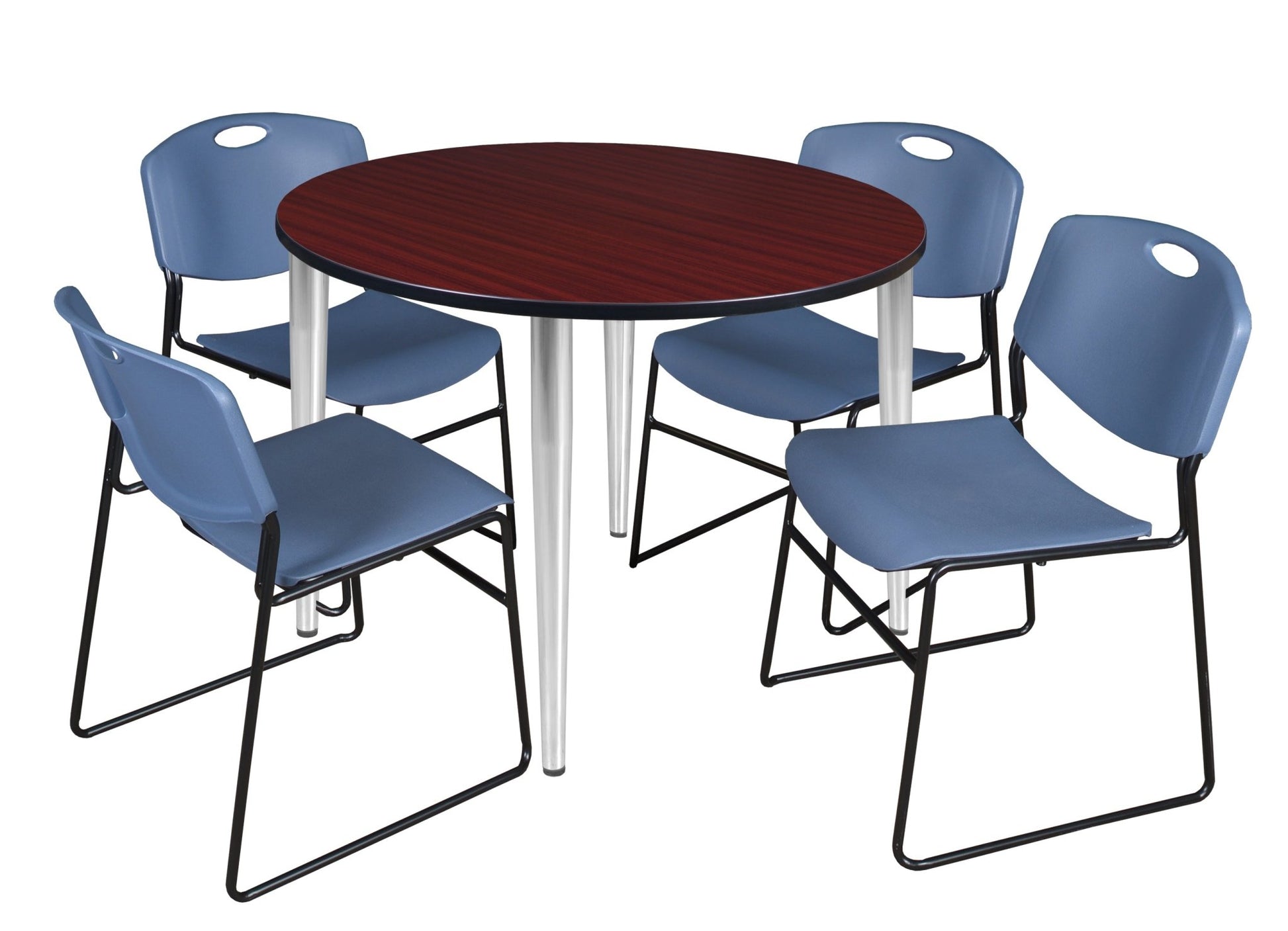 Regency Kahlo 48 in. Round Breakroom Table & 4 Zeng Stack Chairs - SchoolOutlet