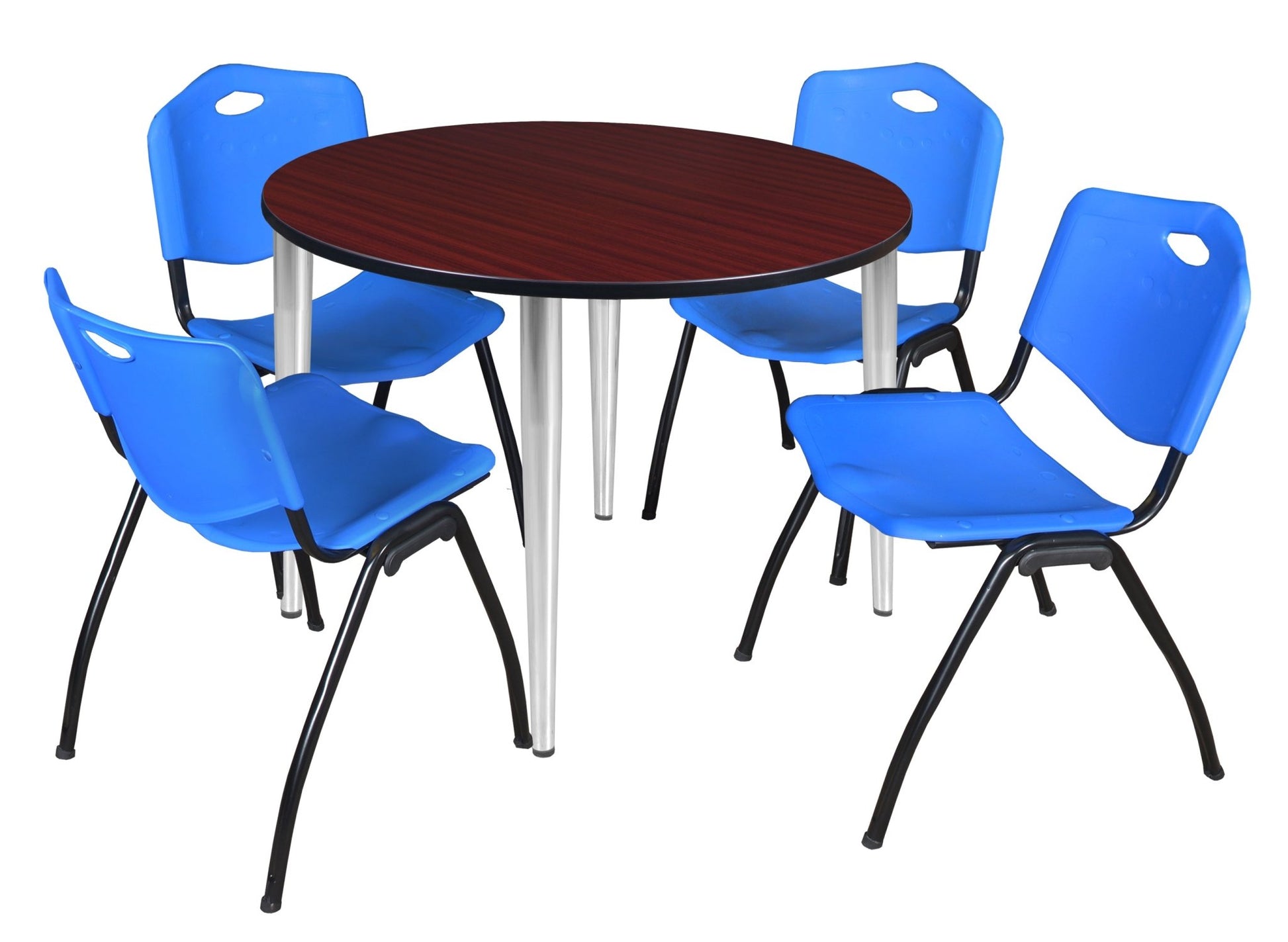 Regency Kahlo 48 in. Round Breakroom Table & 4 M Stack Chairs - SchoolOutlet