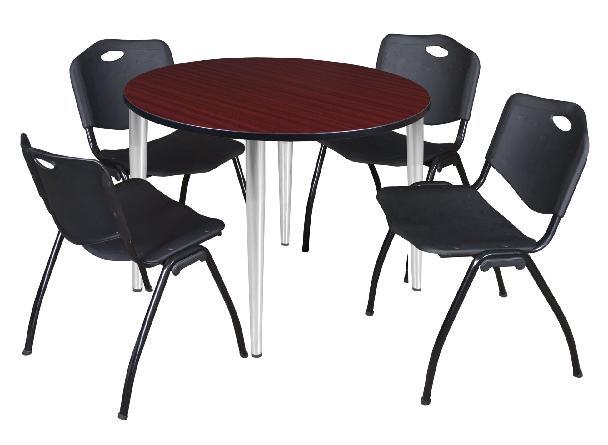 Regency Kahlo 48 in. Round Breakroom Table & 4 M Stack Chairs - SchoolOutlet