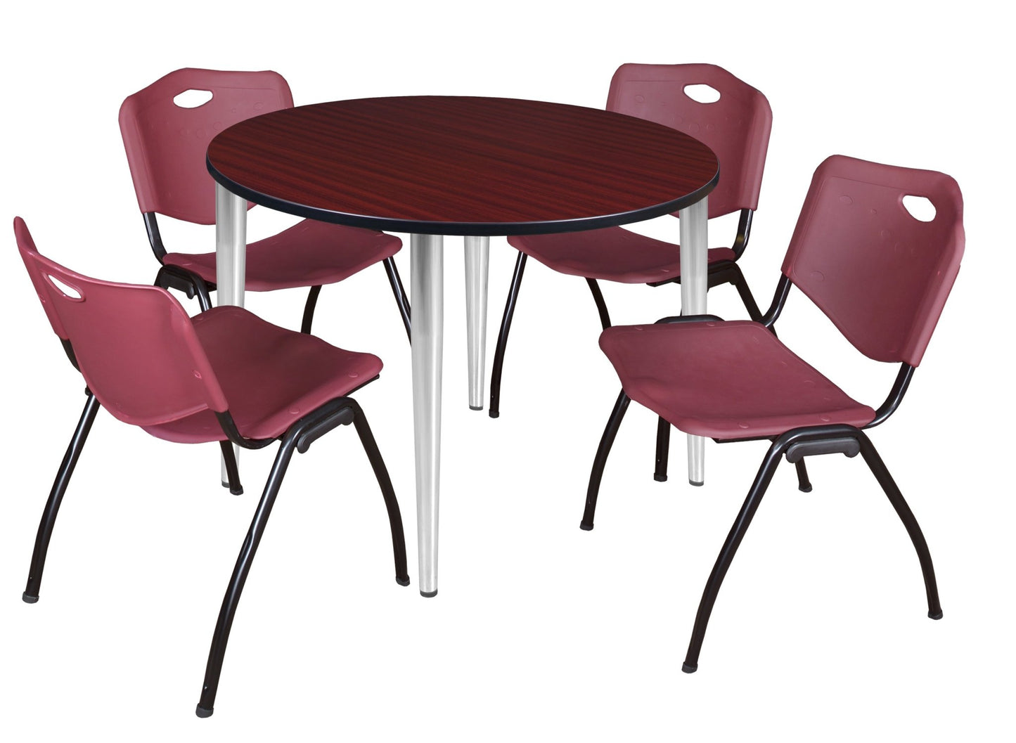 Regency Kahlo 48 in. Round Breakroom Table & 4 M Stack Chairs - SchoolOutlet