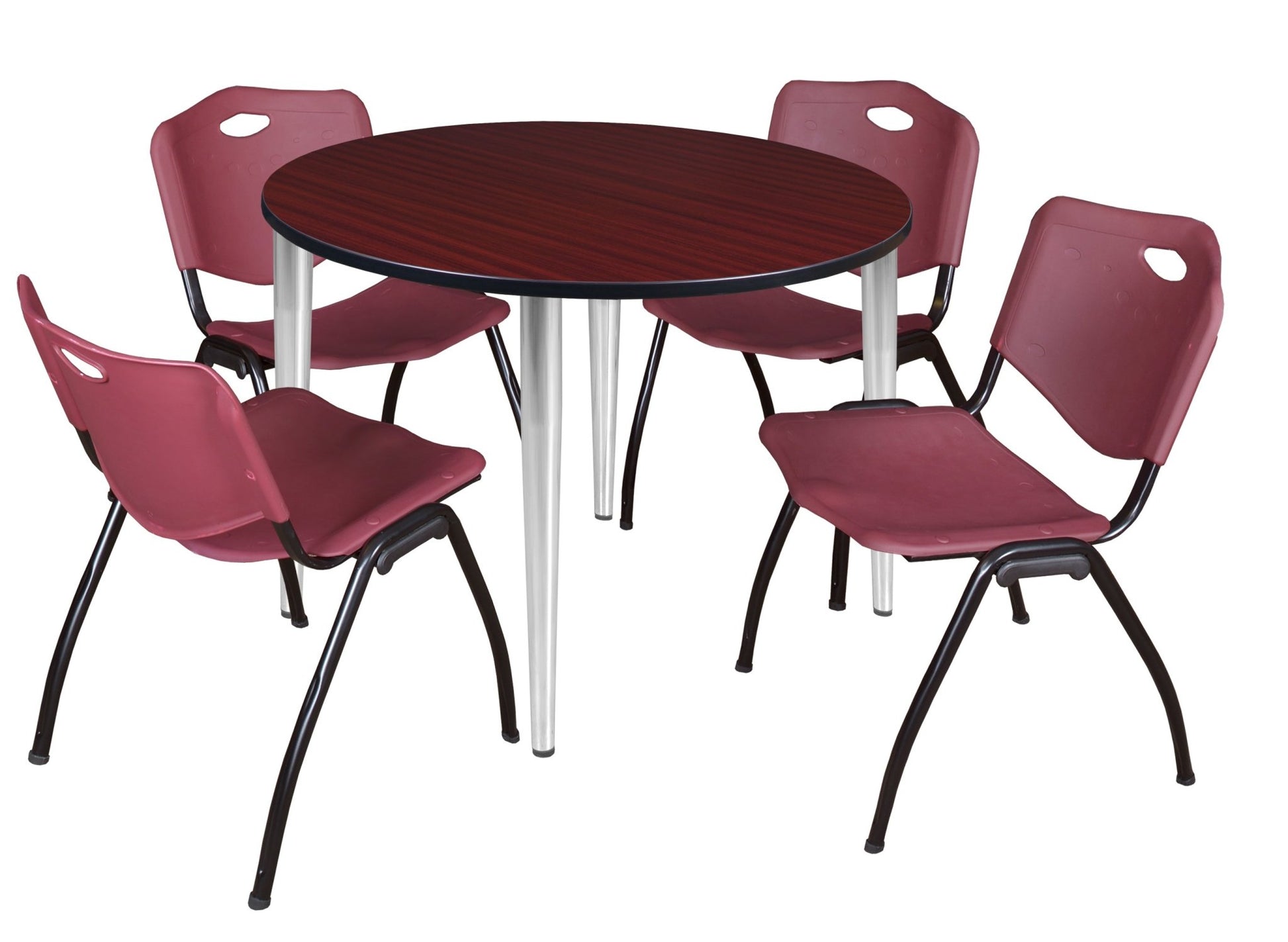 Regency Kahlo 48 in. Round Breakroom Table & 4 M Stack Chairs - SchoolOutlet
