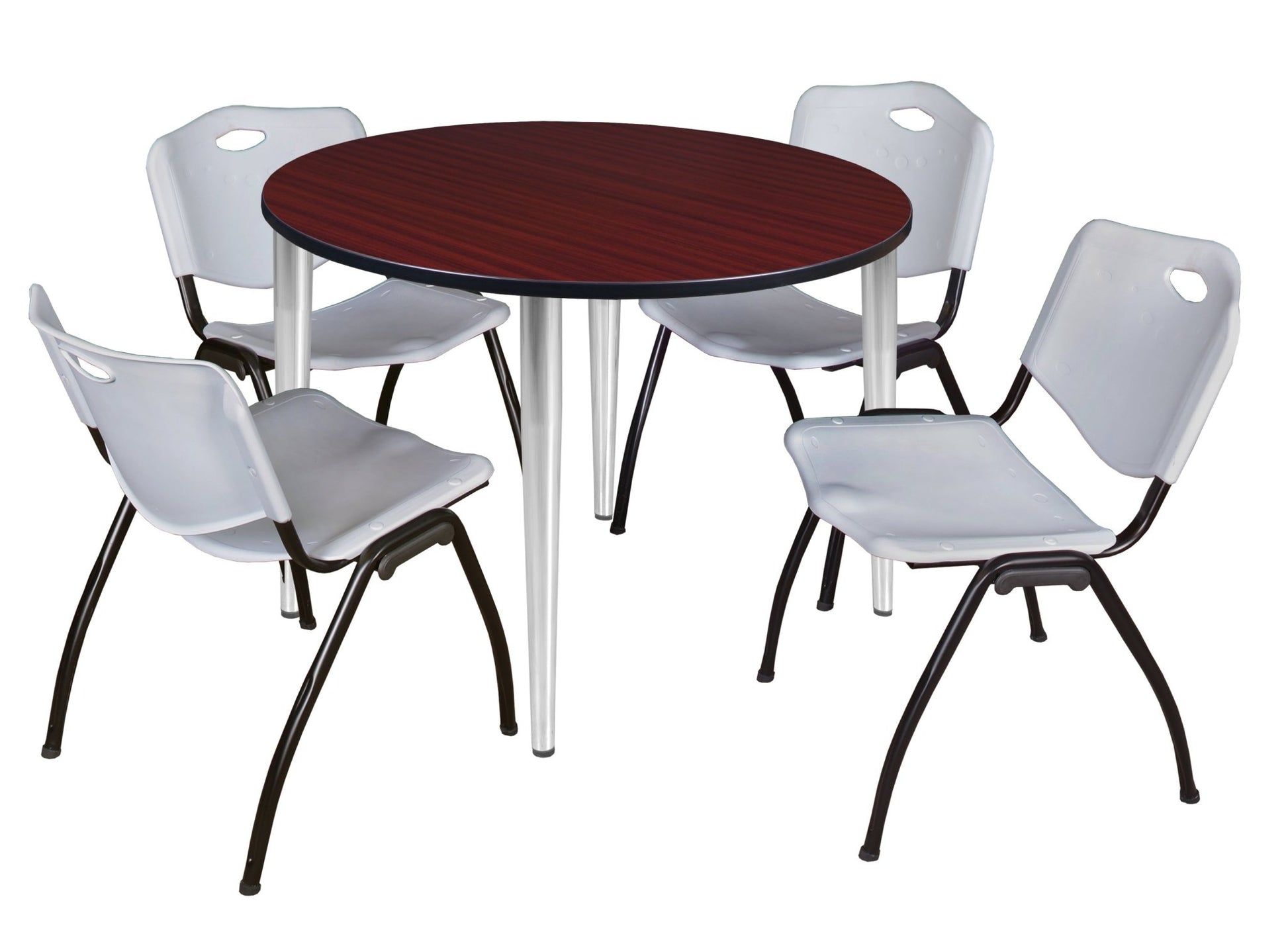 Regency Kahlo 48 in. Round Breakroom Table & 4 M Stack Chairs - SchoolOutlet