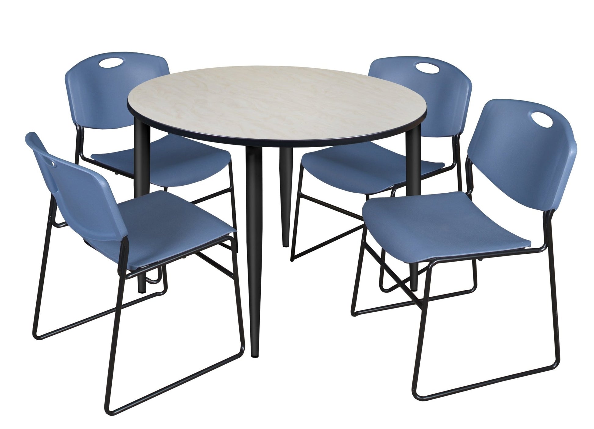 Regency Kahlo 48 in. Round Breakroom Table & 4 Zeng Stack Chairs - SchoolOutlet