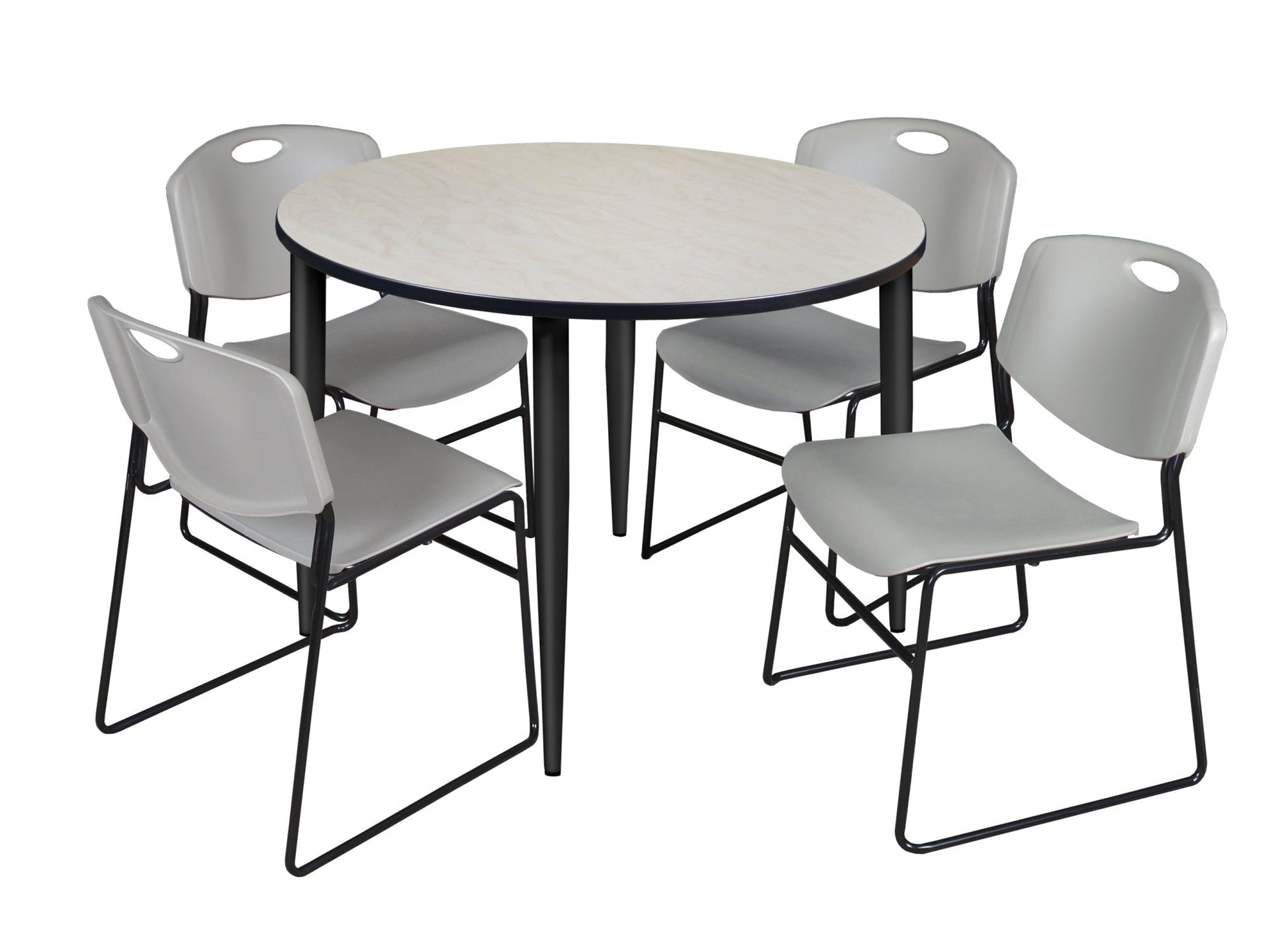 Regency Kahlo 48 in. Round Breakroom Table & 4 Zeng Stack Chairs - SchoolOutlet
