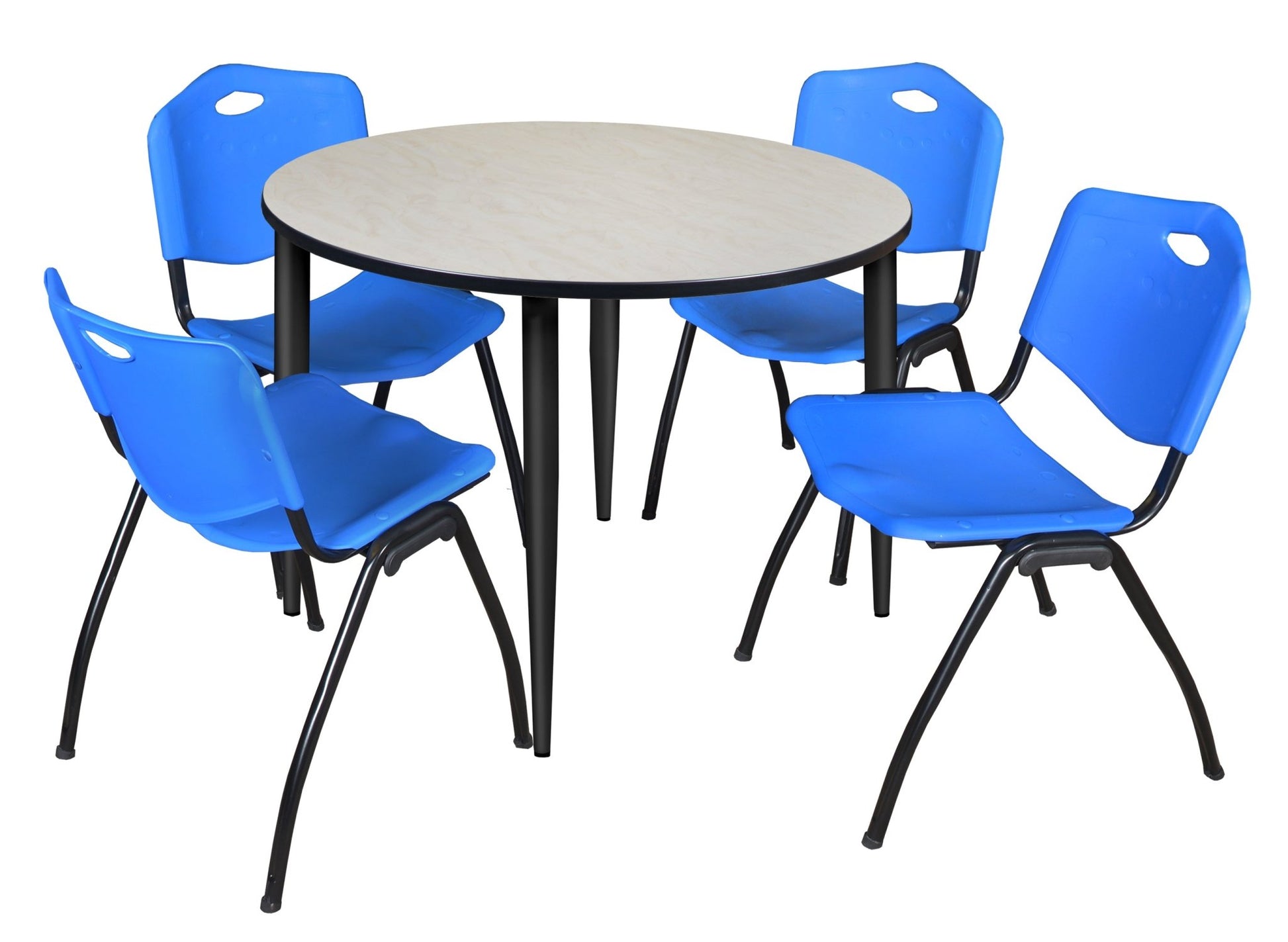 Regency Kahlo 48 in. Round Breakroom Table & 4 M Stack Chairs - SchoolOutlet