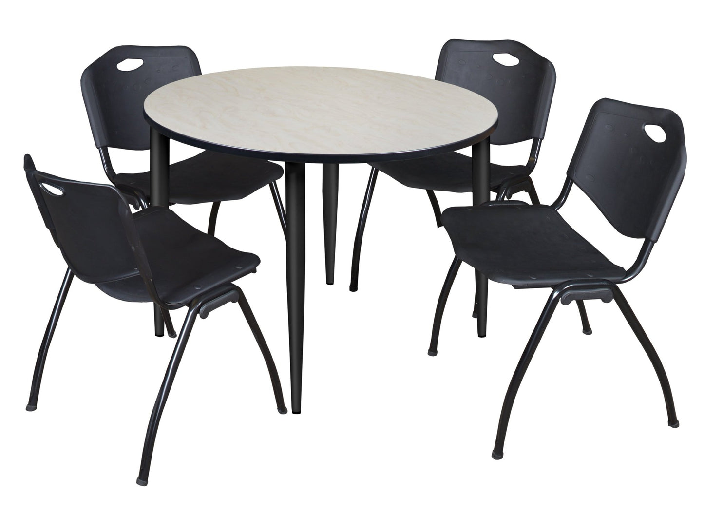 Regency Kahlo 48 in. Round Breakroom Table & 4 M Stack Chairs - SchoolOutlet
